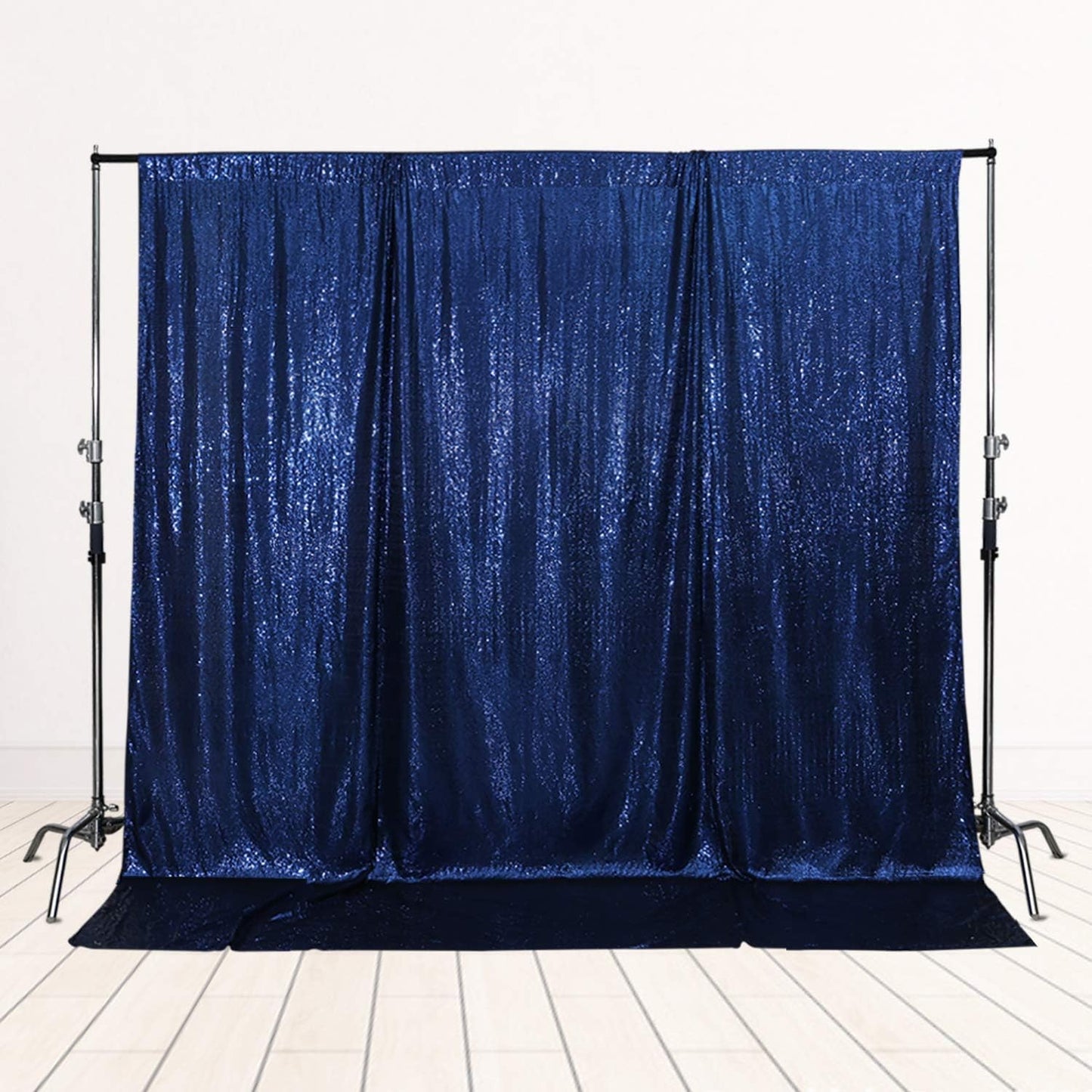 SquarePie Sequin Backdrop Not See Through Thick Background Glitter Curtain for Party 10FT x 10FT Navy Blue