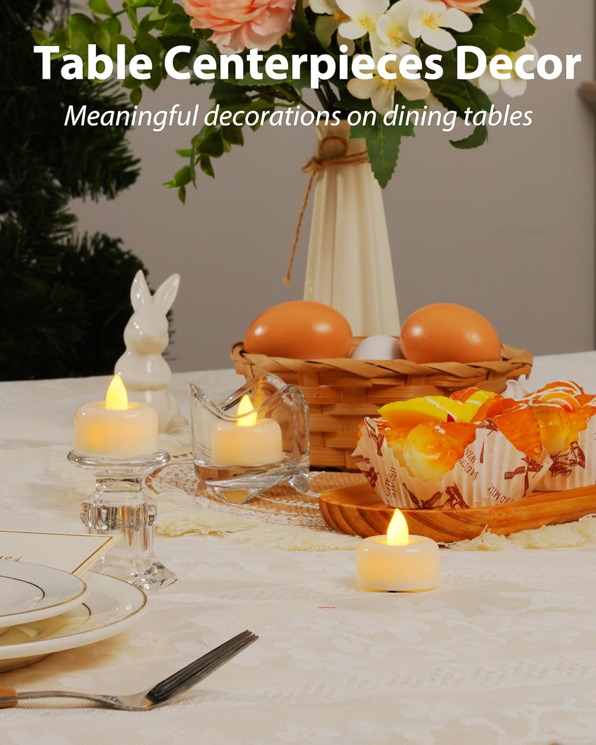 Amagic 100Pack Flameless LED Tea Lights Candles Battery Operated, Electric Fake Tealight Candles for Votive, Halloween, Christmas, Home Decor, Wedding, Table Decor (100Pack)