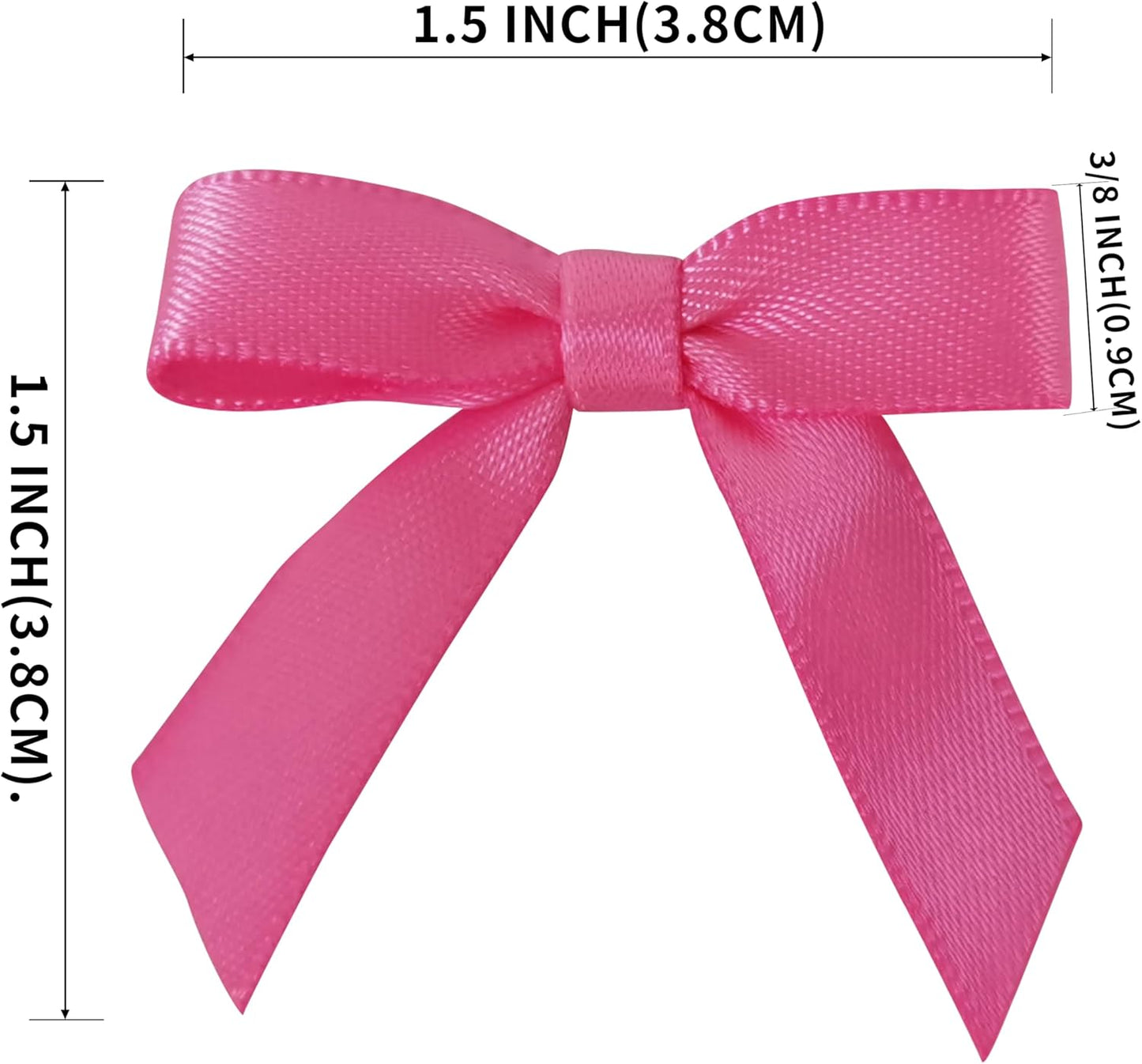 50pcs 1-1/2" Mini Hot Pink Satin Ribbon Bows Without Twist Ties for Crafts Gift Wrapping Packing Christmas Decoration (Hot.Pink)