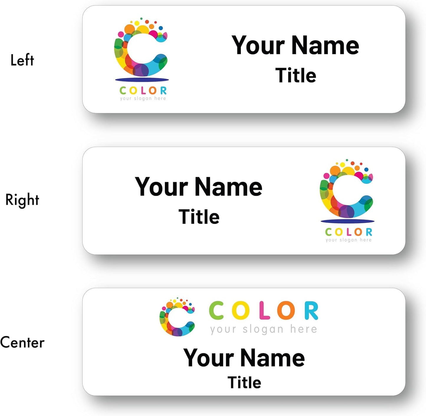 Custom Name Tags - Full Color Logo Name Tags - Scratch Resistant Metal Front & Hard Plastic Back (2 x 3 Inch, Silver)