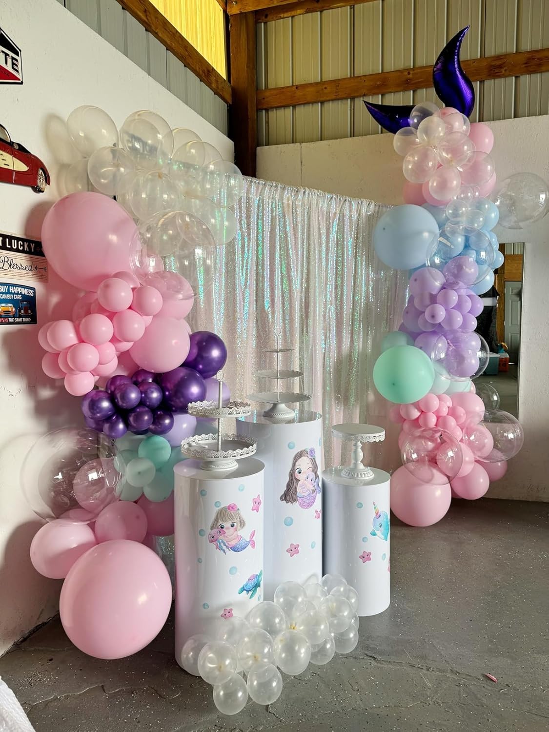 Iridescent White Sequin Backdrop Curtains 4 Panels 2FTx8FT Glitter Iridescent White Photo Backdrop Party Wedding Baby Shower Curtain Sparkle Photography Background