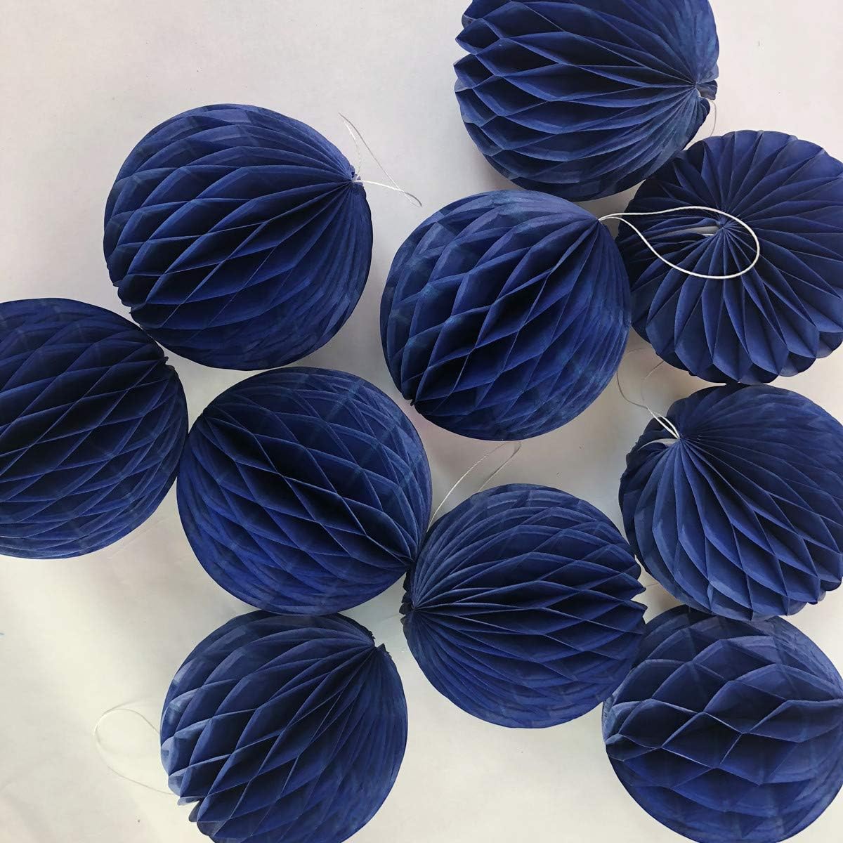 20pcs Honeycomb Decoration Paper Flower Balls Tissue Paper Pom Poms for Birthday Wedding Home Decor (3inch, Royal Blue)