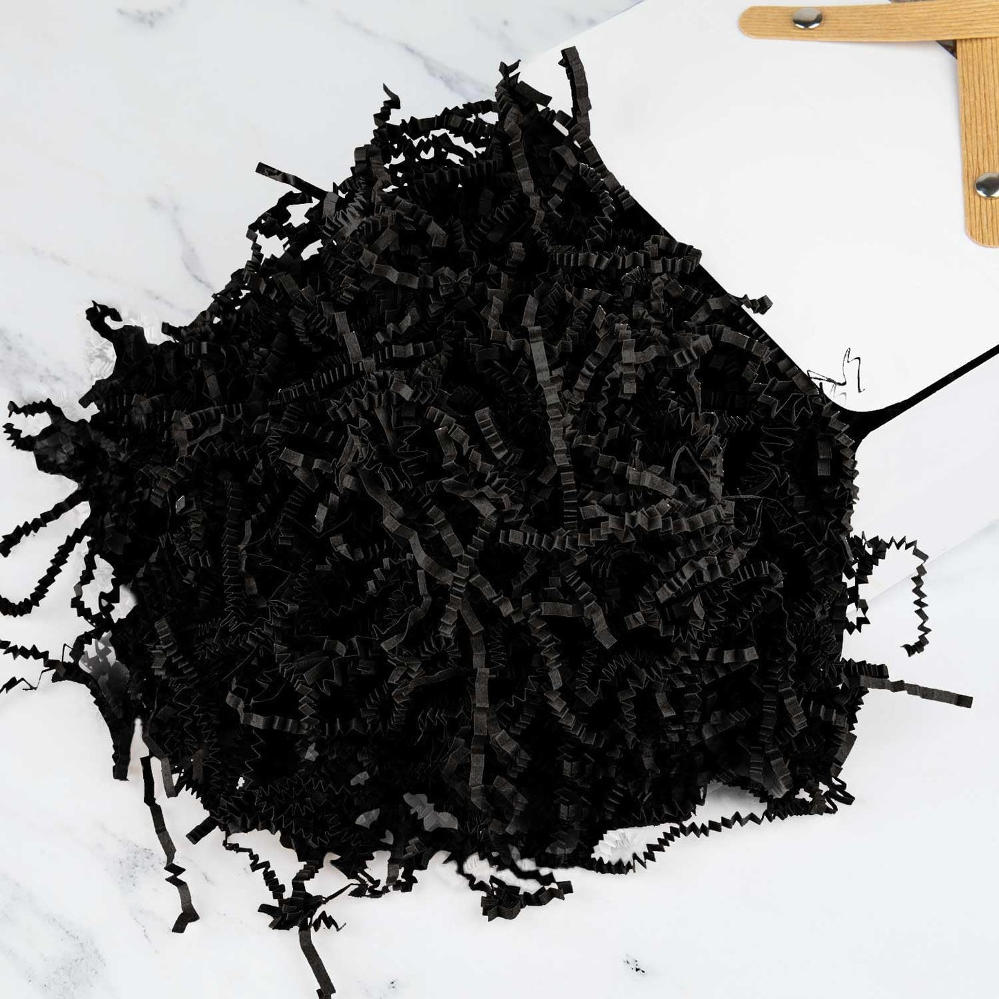 8.5oz Crinkle Paper Filler, Gift Baskets Gift Boxes Crafts Shredded Cut Paper Packaging Decorative Stuffing & Cushioning Confetti for Easter Birthday Wedding Party Favor Black