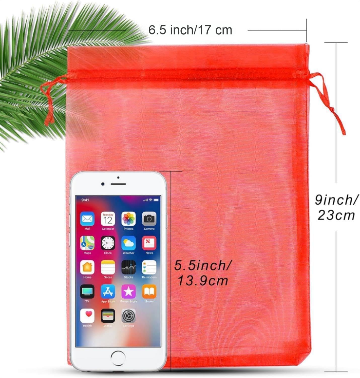 ANZNKU 50 Pack Red Organza Bags 6x9 inches Mesh Bags Drawstring, Sheer Mesh Bag Drawstring, Gift Bag for Party, Christmas Wedding Mesh Festival Makeup Favor Pouch