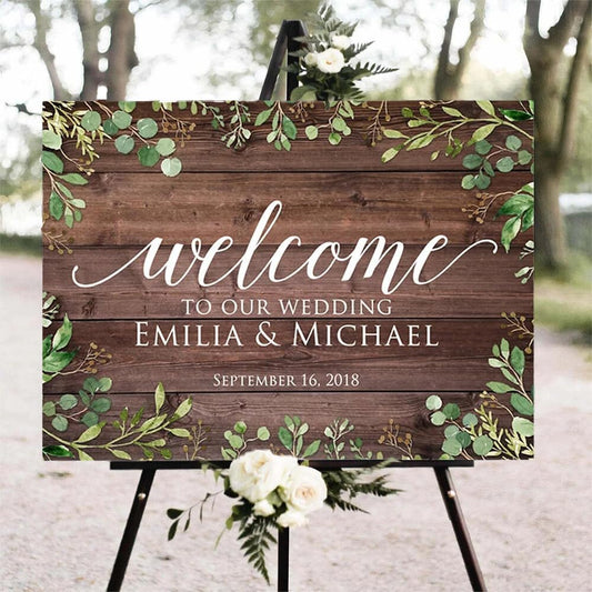 Greenery Wedding Welcome Sign, Eucalyptus Wedding Sign, Botanical Welcome Wedding Sign, Welcome to our Wedding Sign, Wedding Signs for Ceremony, Personalized Wedding Welcome Sign #18