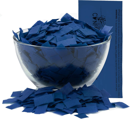 Dark Blue Biodegradable Confetii - Rectangular Fluttering Tissue Paper Confetti for Cannon and Launcher use - Birthday Confeti, Wedding, Parties and Table Decoration - 1 lb, 16 oz