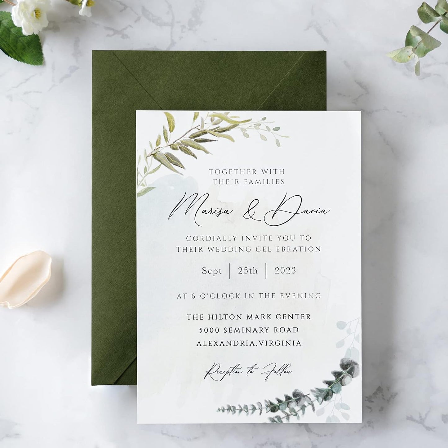 PONATIA 50 PCS/Pack A7 Envelopes, 5.25 x 7.28'' Olive Green Envelopes For 5x7'' Weddings Invitation Cards, Christmas Gift Cards, Acrylic Invitations, Photos and Any 5x7" Inserts