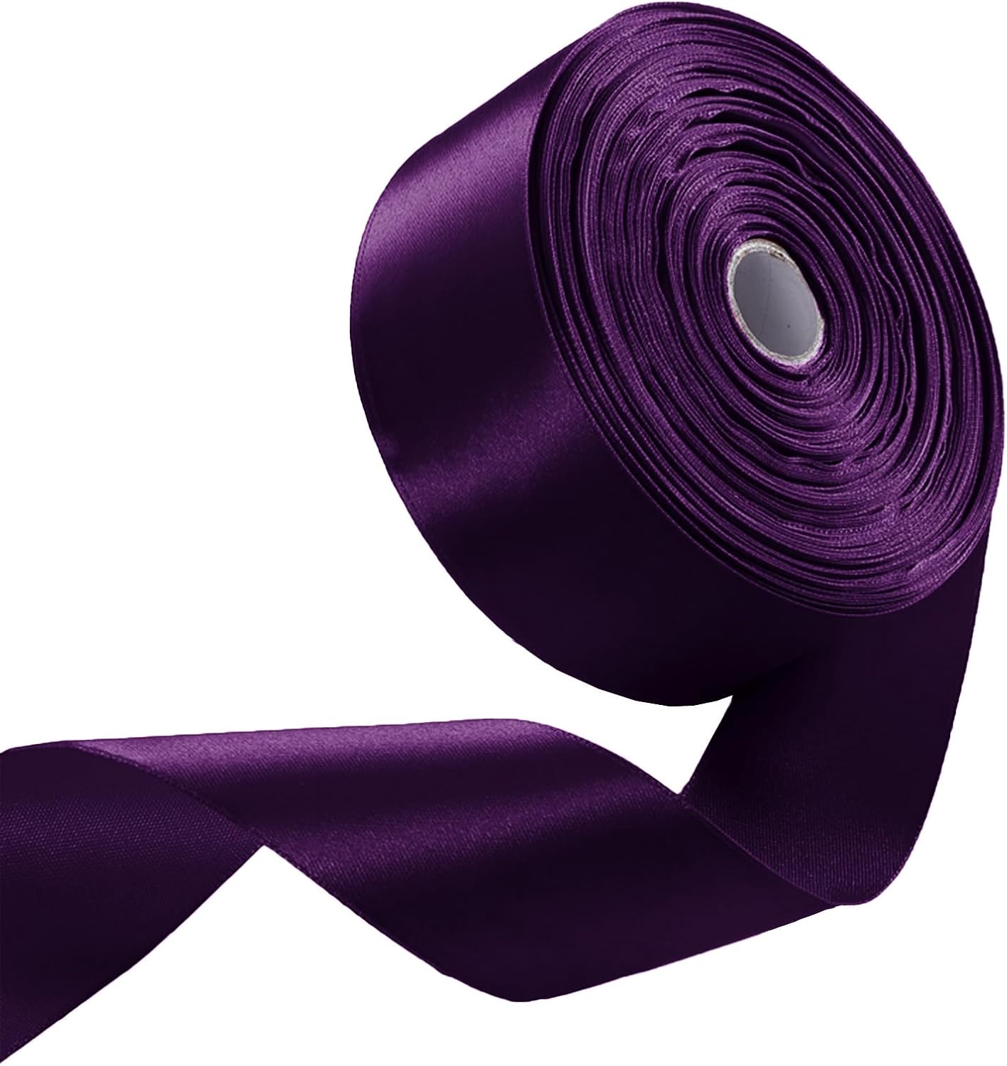 1-1/2 Inch Regal Purple Satin Ribbon 50 Yards Solid Fabric Ribbons for Gift Wrapping, Crafts, Floral Arrangements, Wedding, Party, Holiday and Home Decor