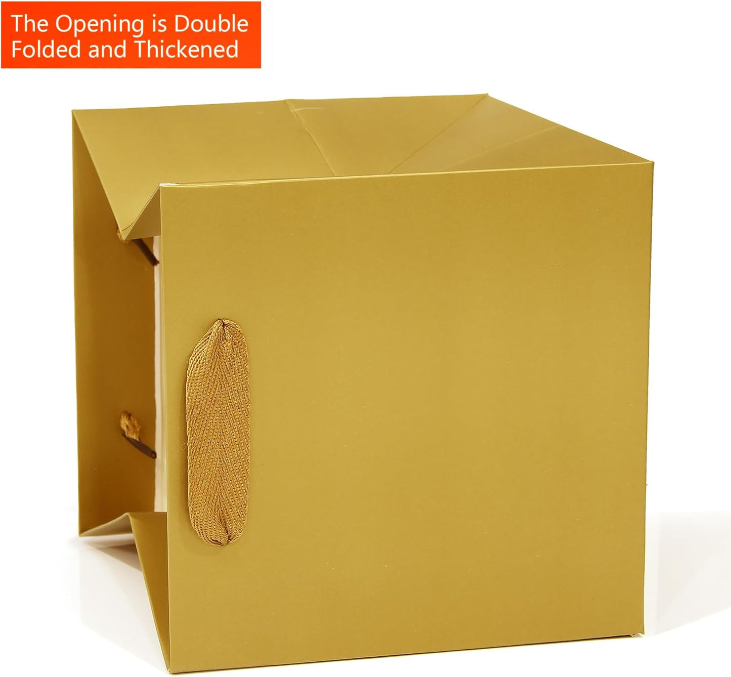 Gold Paper Gift Bag Small Square Bottom Paper Bags with Handles(Gold, 6 x 6 x 6 in, 10 CT)