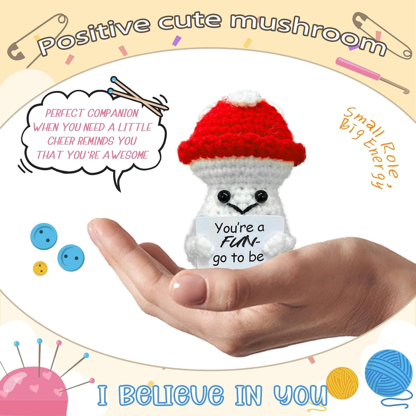 Birthday Gifts for Women Man-Emotional Cheer Support,Funny Handmade Mushroom,Unique Cute Presents for Her Him Women Men Friend Coworker Family