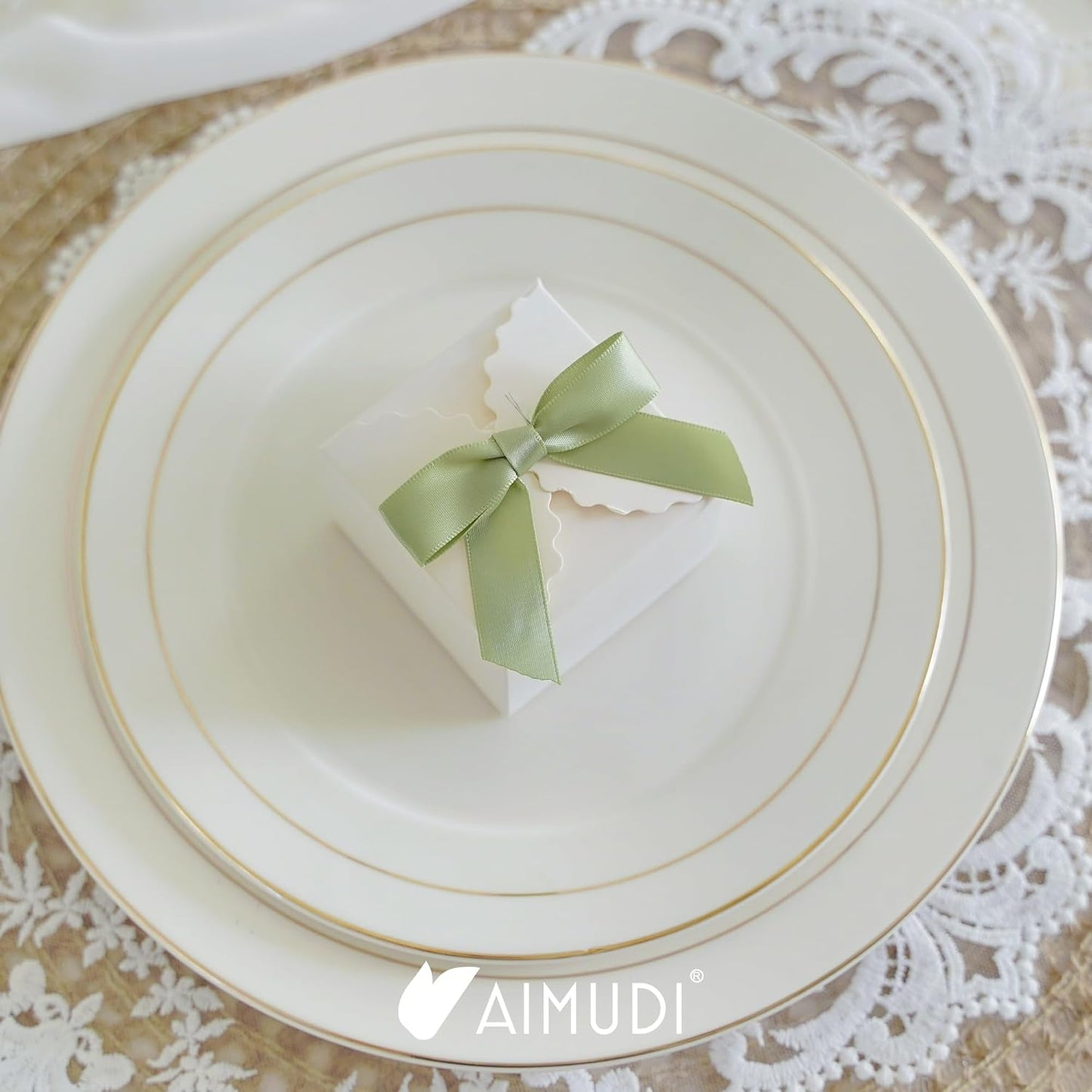 AIMUDI Sage Green Satin Ribbon Twist Tie Bows 2.5" Pretied Bows Premade Craft Bows for Treat Bags Cake Pop Gift Wrapping Basket Wedding Favors Cookie Candy Bagging Baby Shower - 50 Counts