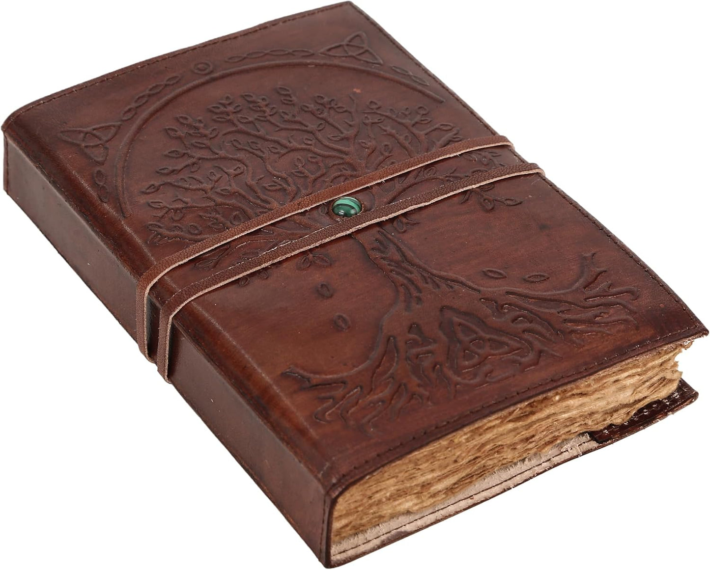 Leather Journal Lined Paper Tree of Life Handmade writing Notebook Diary Leather Bound Daily Notepad for women and men Writing pad for Artist Sketch (6 x 8, deckle edge tan)