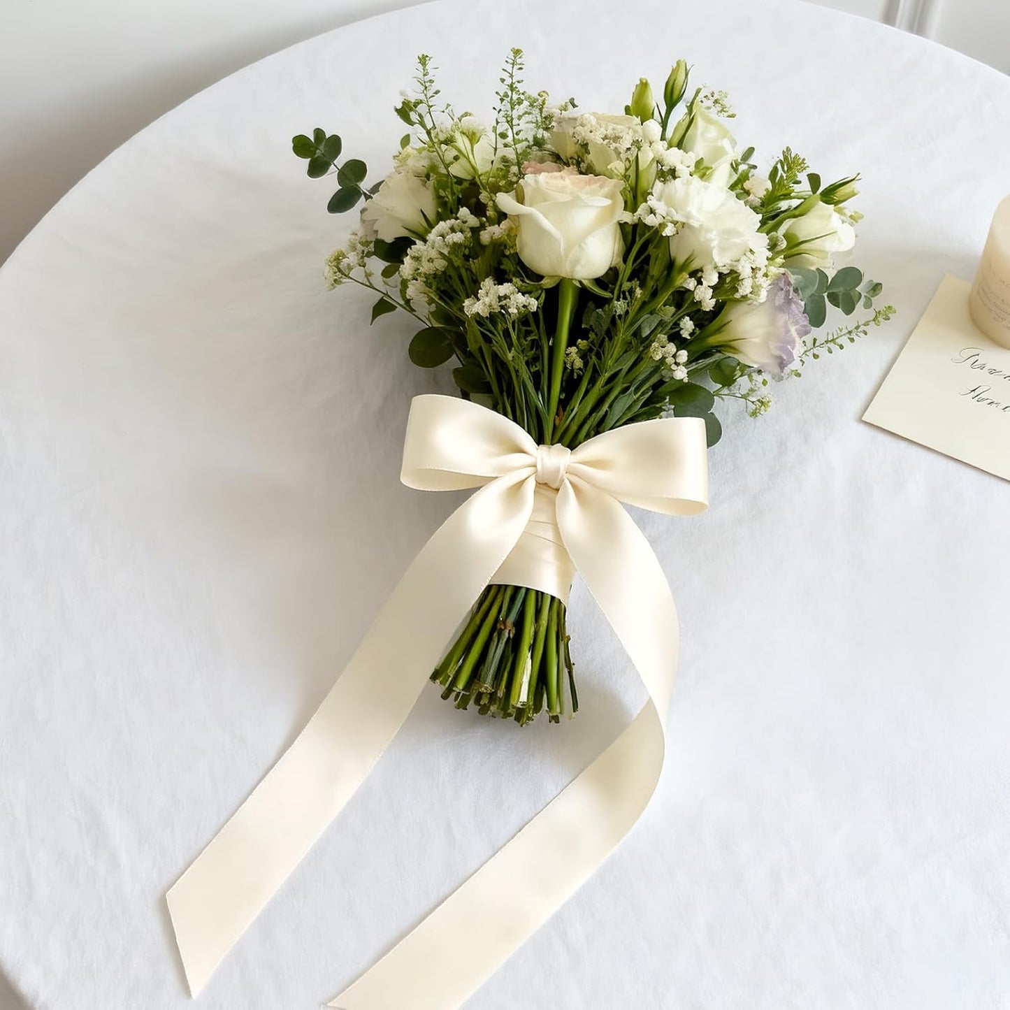 NESCCI 100 Yards Ribbon,1-1/2 Inch Ivory Satin Ribbon,Single Face Satin Ribbons,Perfect for Gift Wrapping,Wedding Decoration,Handmade Bows,Wrapping Bouquet, Halloween, Christmas