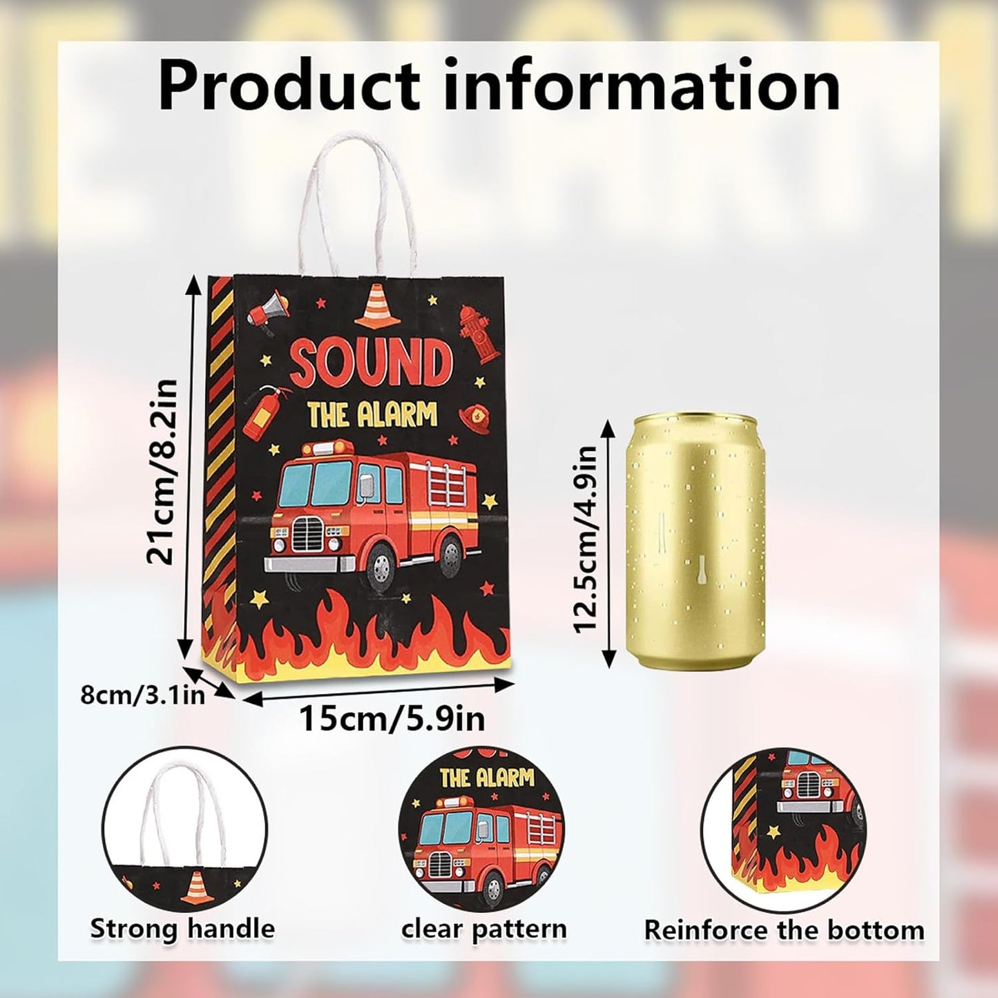 piqiya Fire Truck Party Favor Bags,24pcs Firetruck Gift Treat Goodie Bag for Fire Safety Awareness Events,Firefighter Candy Treat Paper Bag, Gift Bags for Fireman Birthday Party Rescue