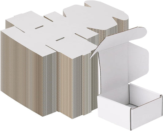 MEBRUDY 4x4x2 Inches Shipping Boxes Pack of 100, Small Corrugated Cardboard Box for Mailing Mailer Packing, White