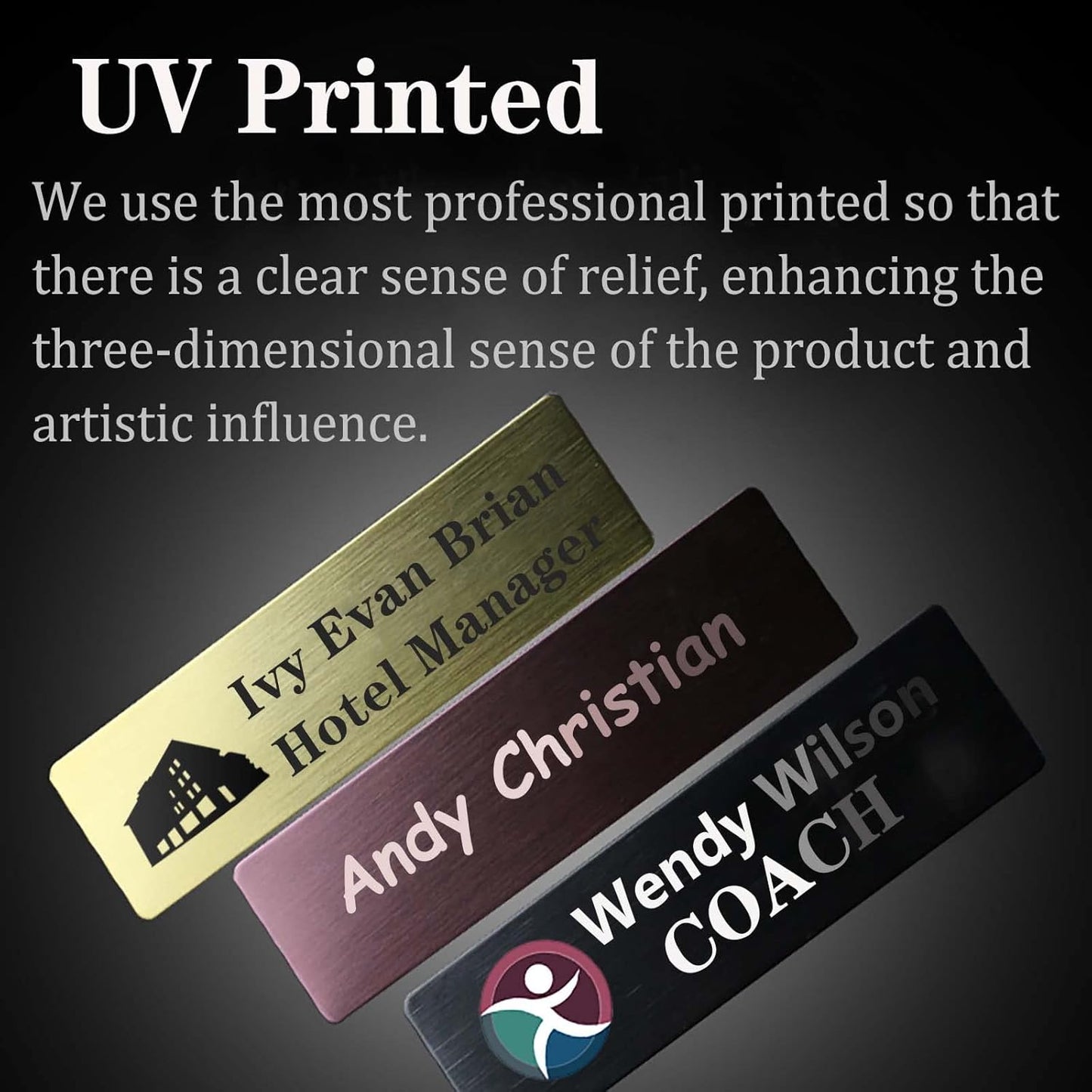 Custom Name Tag with Logo Personalized Name Tag for Work UV Printed Name Badges Multiple Color Indentification with Pin or Magnetic Backing