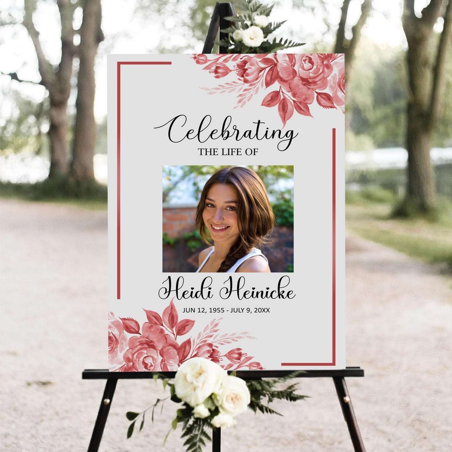 Celebrating The Life Sign Pink And White Floral In Loving Memory Blush Flower Life Celebration Sign Memorial Service Funeral, Obituary Memorial Service, Funeral program