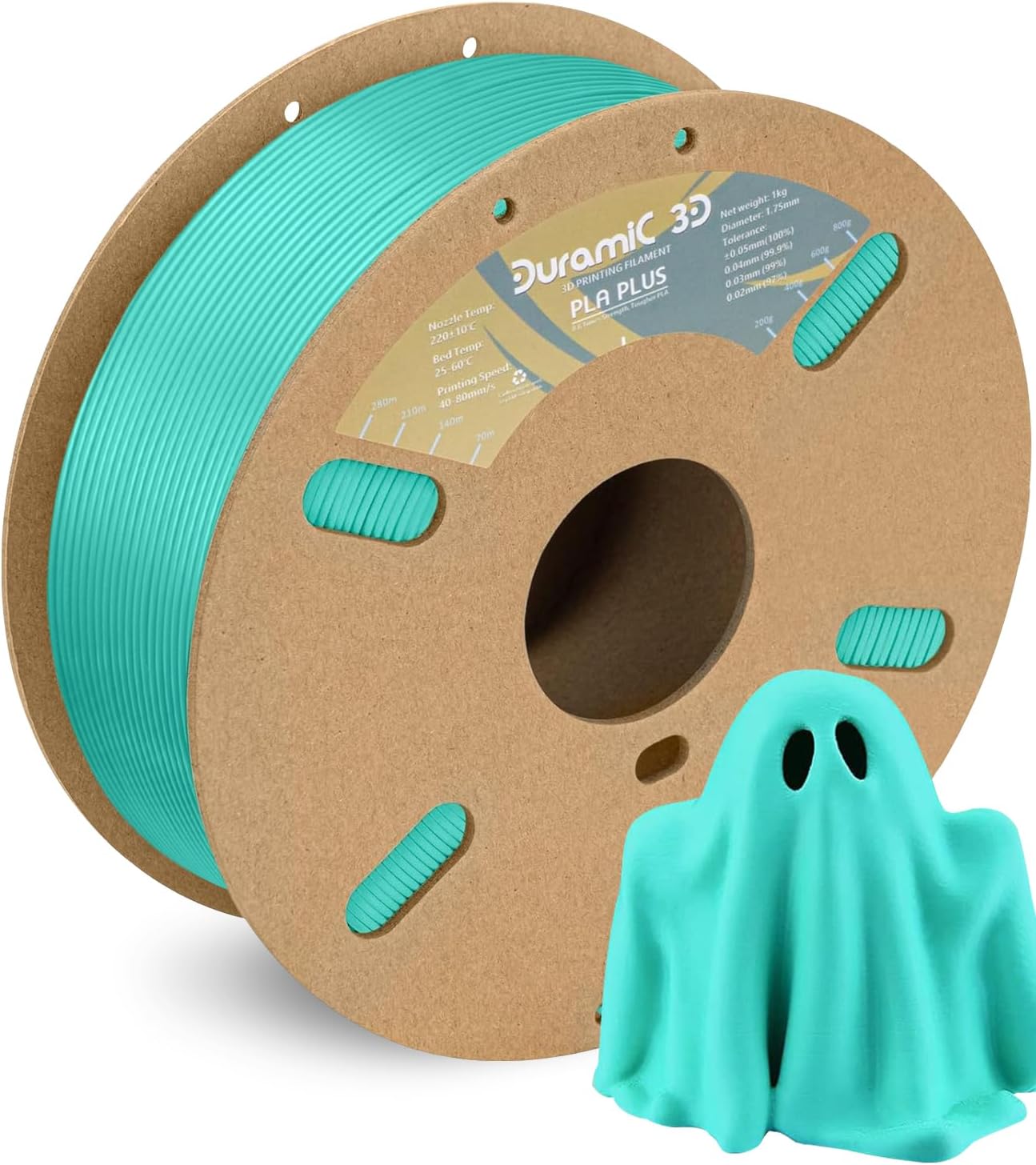 DURAMIC 3D PLA+ Filament 1.75mm 1Kg Cyanblue, PLA Plus Filament 1Kg Spool(2.2lbs) Tougher and Stronger, Dimensional Accuracy Probability +/- 0.02mm