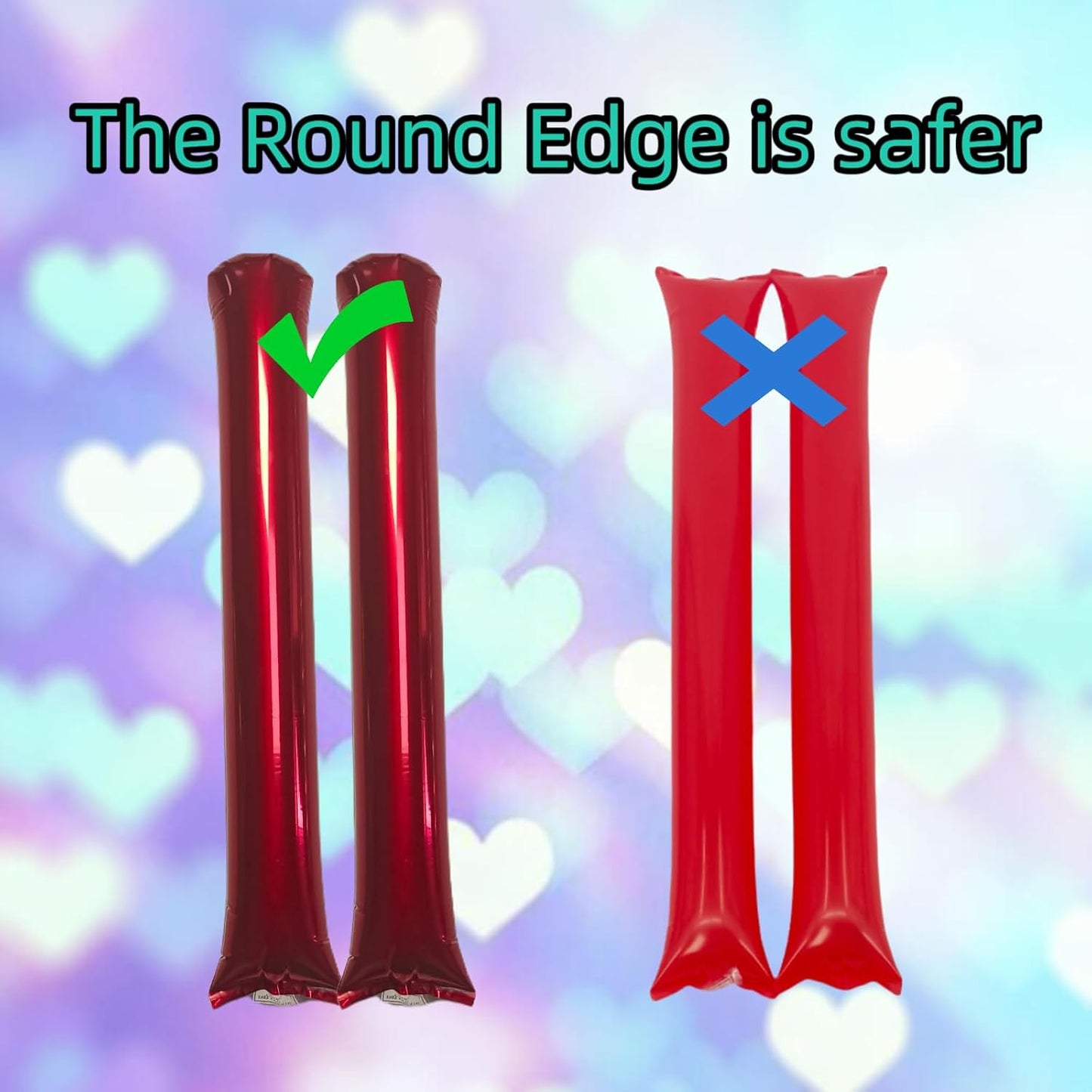 48pcs Round Head Boom Sticks Thunder Sticks Cheering Sticks Team Spirit Plastic Cheerleading Spirit Stick Clapper Inflatable Noise Maker Sports Supply (Metallic red)