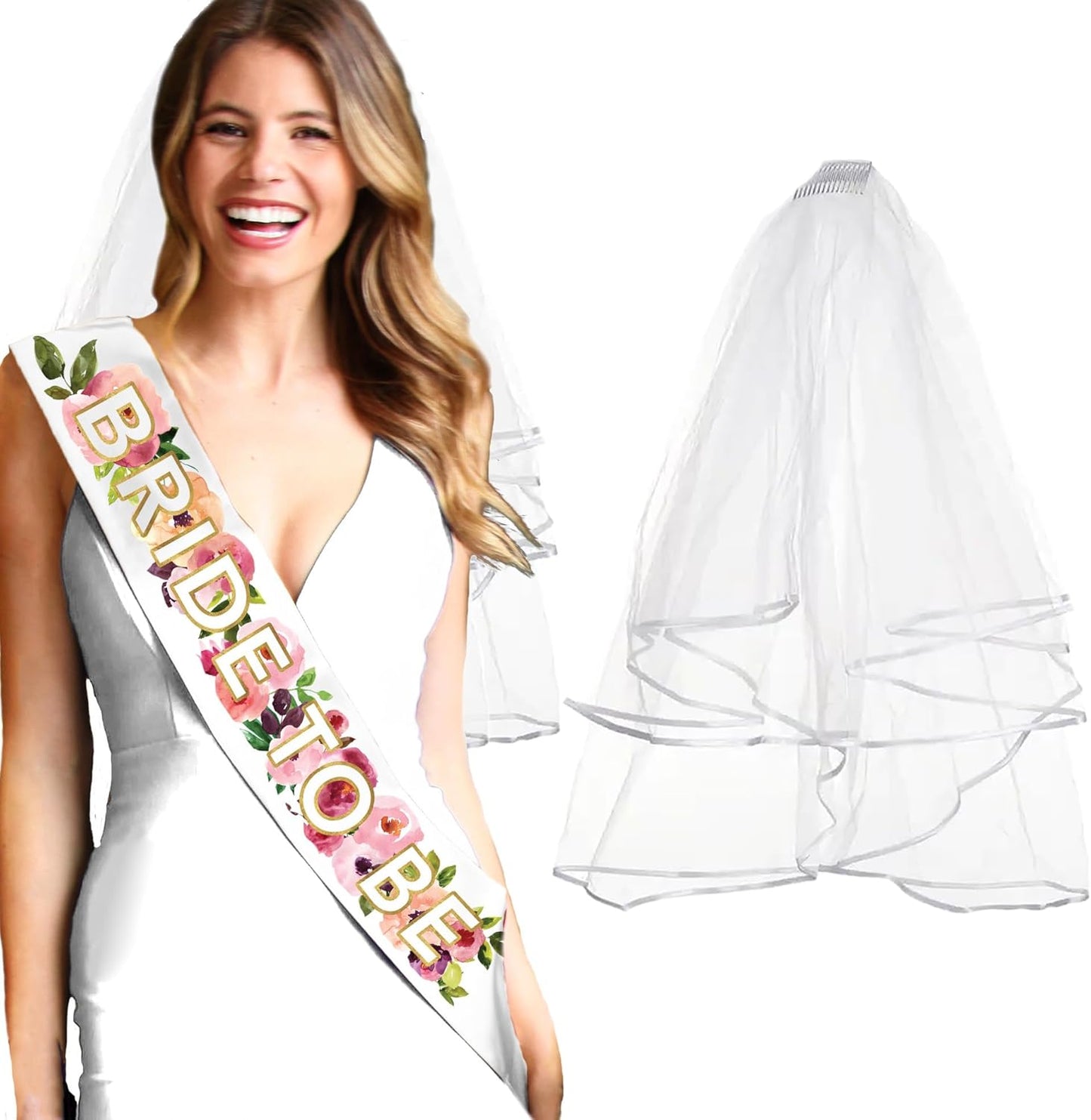 Floral Bride to Be Sash - BRIDAL GRADE SATIN Watercolor Flowers - Bridal Shower Decorations