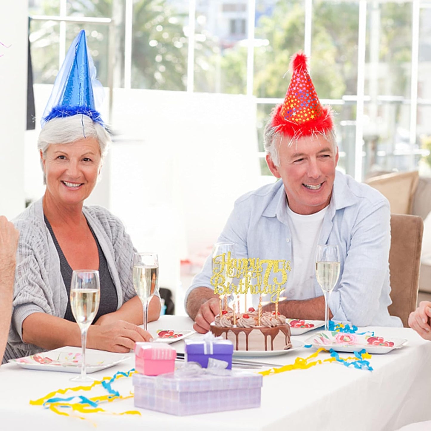 1 PCS Happy 75th Birthday Cake Topper Gold Glitter Cheers to 75 Years Birthday Cake Pick 75 Fabulous Cake Decoration for Happy 75th Birthday Theme Party Decorations Supplies