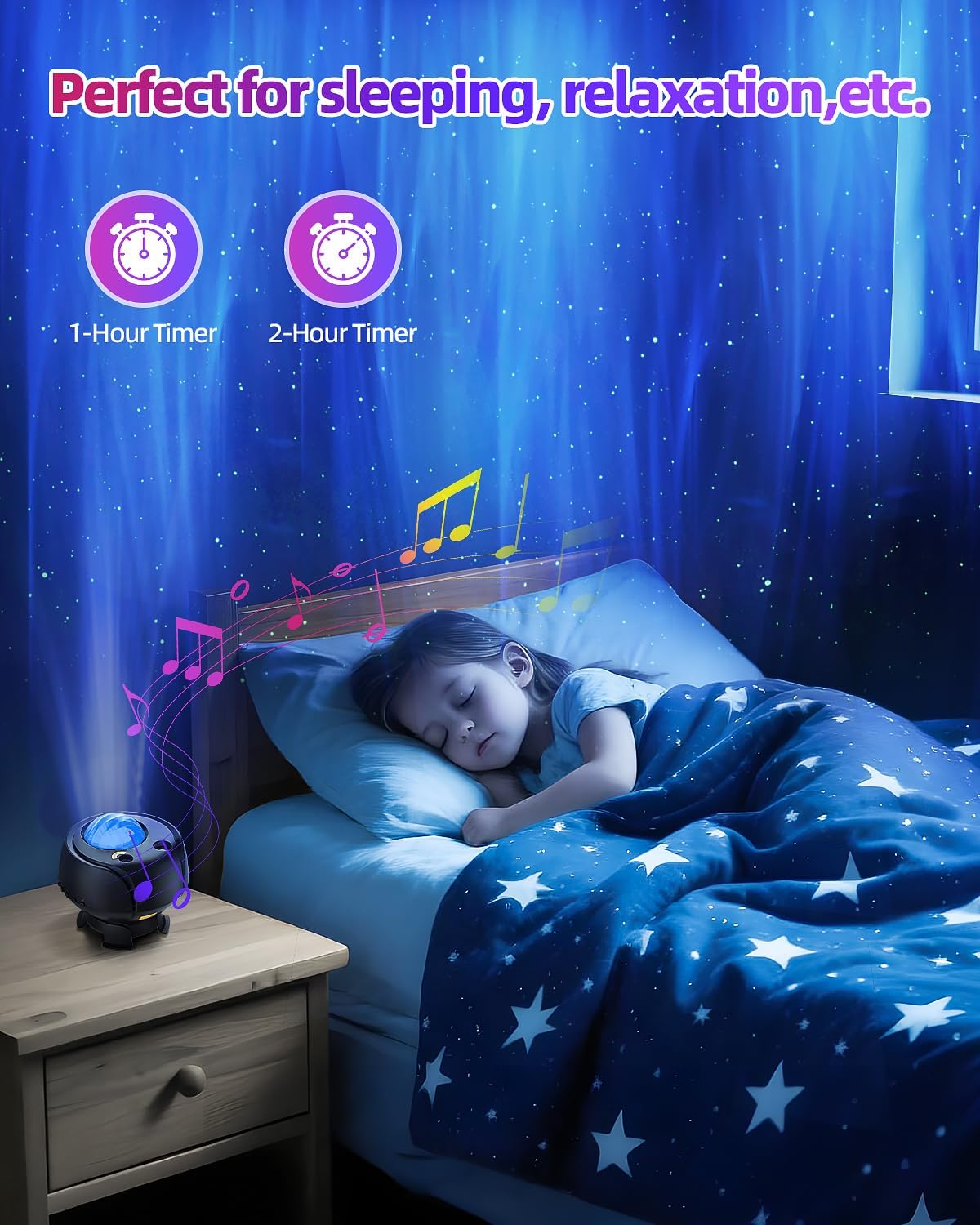 Largest Coverage Area Northern Lights Projector,15 Combinations Galaxy Projector,60 Light Effects Star Projector for Bedroom,Remote Night Light with Bluetooth Speaker,Timer