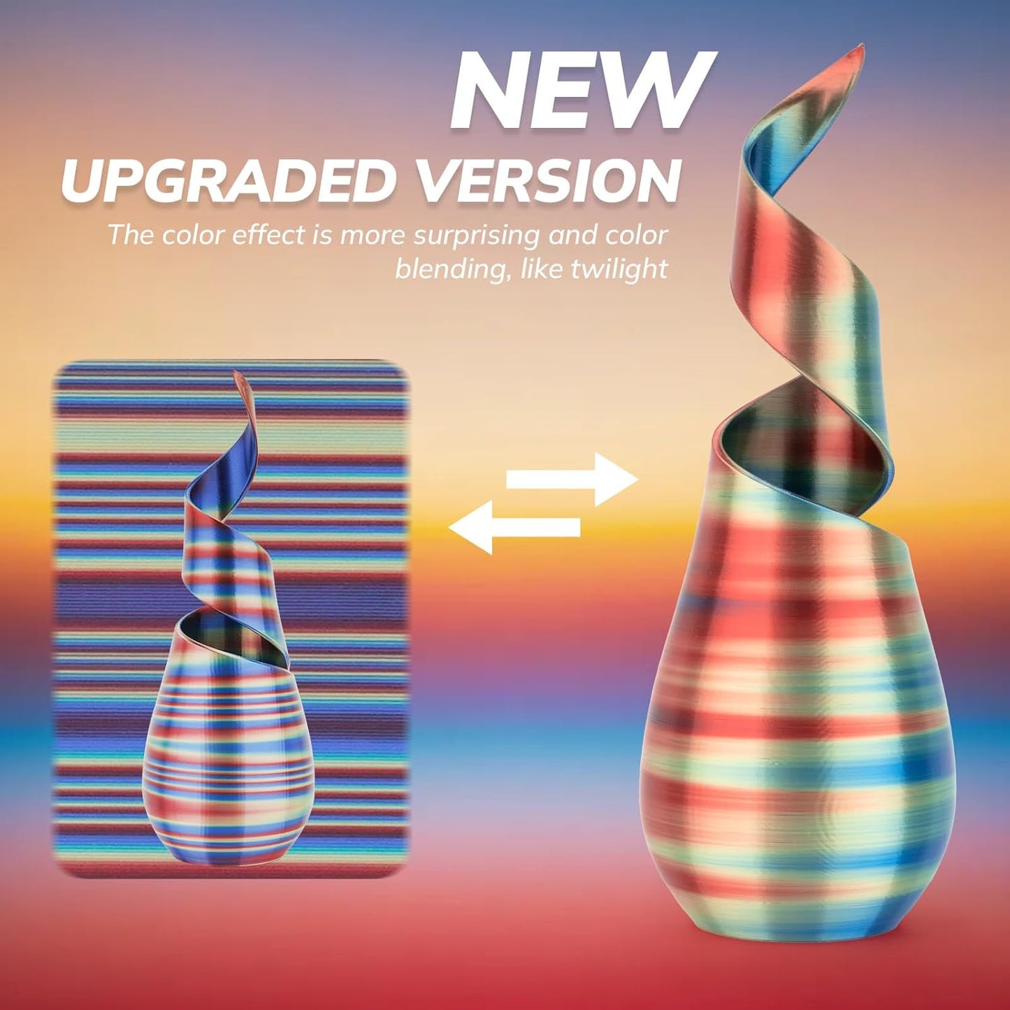 AMOLEN Silk PLA 3D Printer Filament, Shiny Multicolor Rainbow PLA Filament 1.75mm, Fast Color Change PLA 3D Printing Filament for Most FDM 3D Printer, Blue Red Yellow, 1kg (2.2lbs)