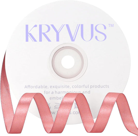 Rose Gold Satin Ribbon 3/8 inch X Continuous 50 Yards, Single Face Polyester Ribbon Perfect for Gift Wrapping, Flower Bouquet, Wedding Decor, Crafts, Bow Making, Sewing and More