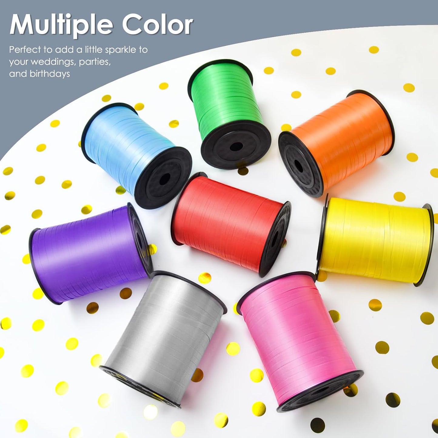 Silver Curling Ribbon - 500 Yard Curly Gift Ribbon for Wrapping, Balloons & Floral Arrangements