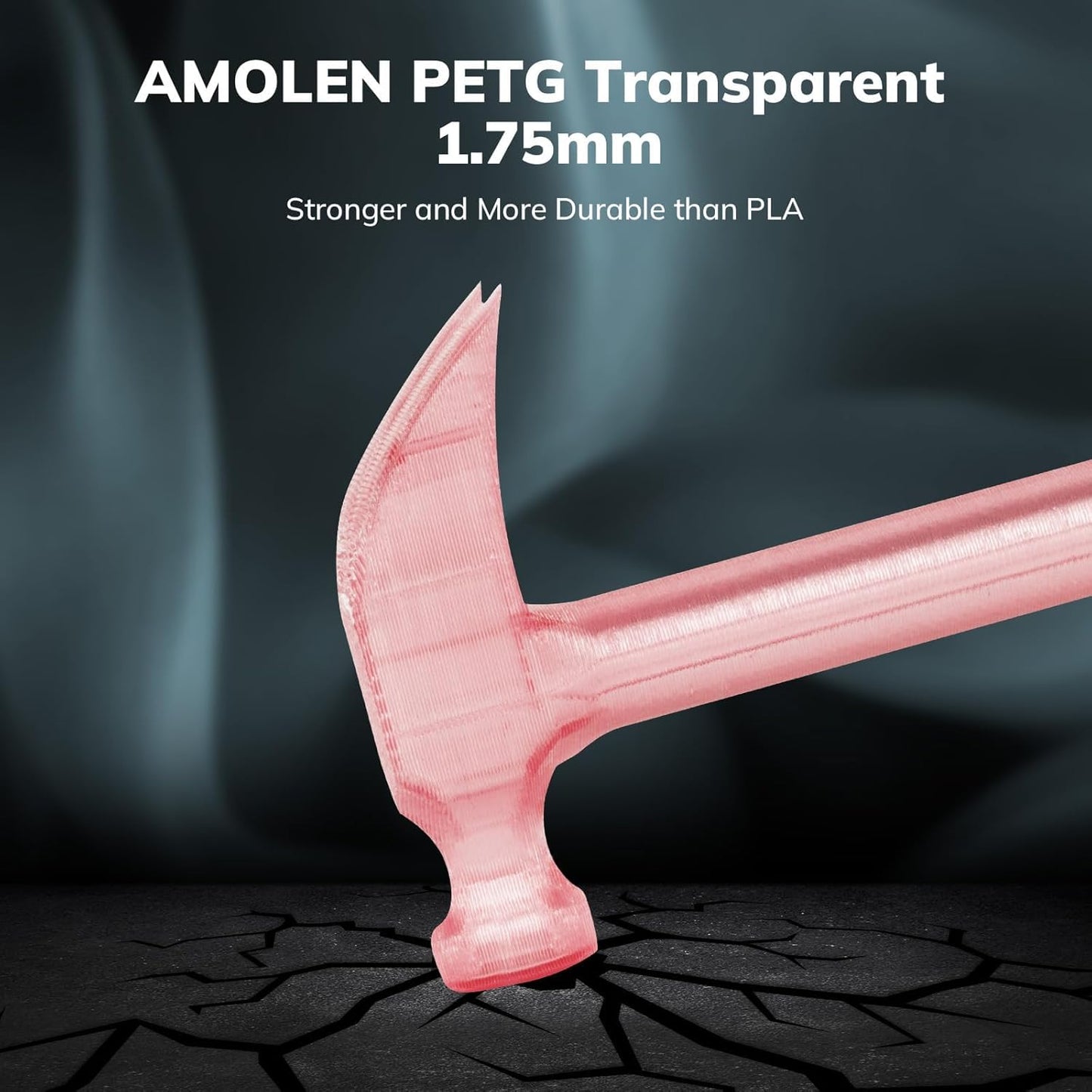 AMOLEN Rapid PETG Transparent 3D Printer Filament 1.75mm +/-0.02mm,Transcucent petg 500mm/s High Speed Strong Toughness Pink 1KG/2.2lb