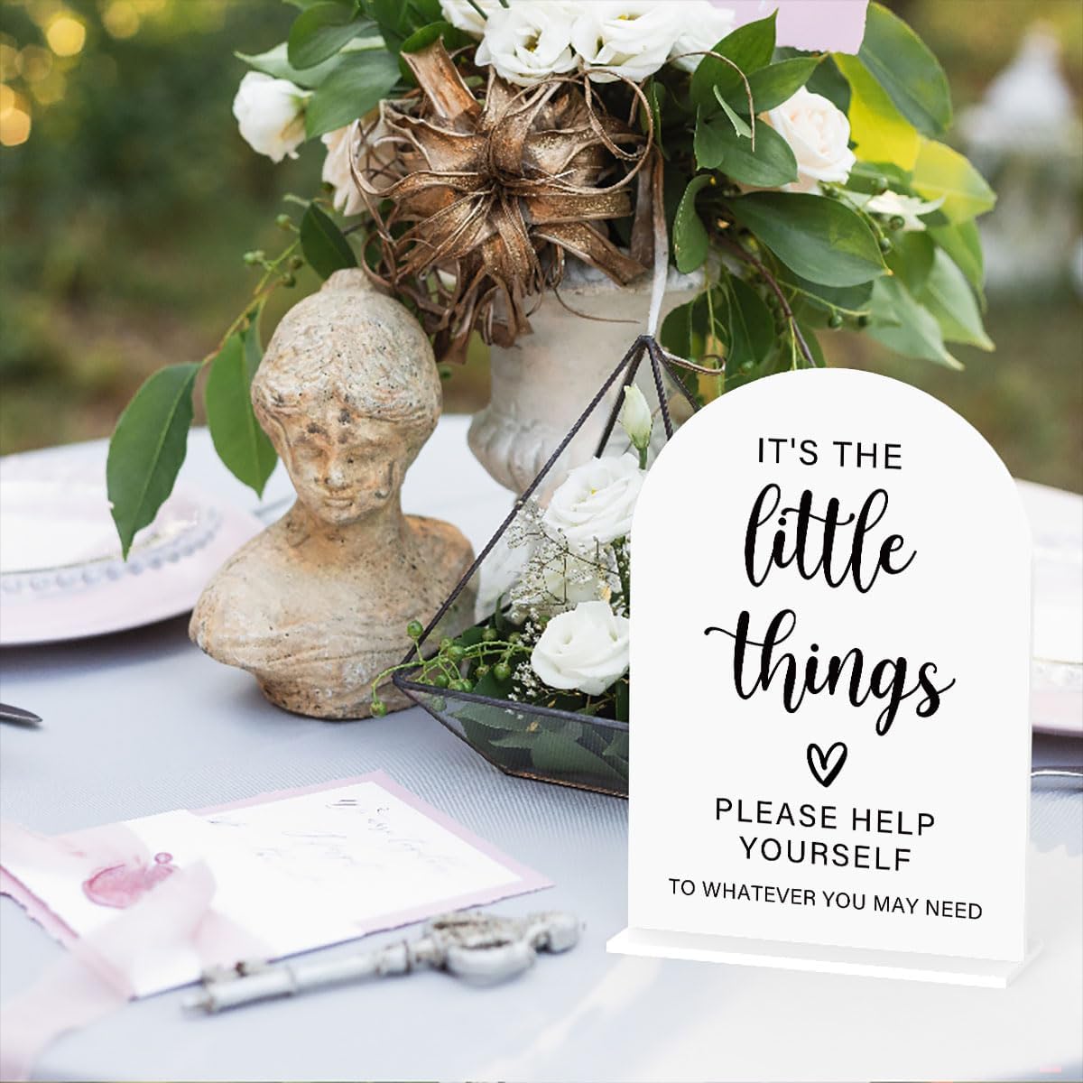 Acrylic Wedding Sign, Bridal Shower Decorations, It's the Little Things Sign for Ceremony, Modern Font Table Signs, Acrylic Table Top Signs for Wedding Reception and Event Party (White)