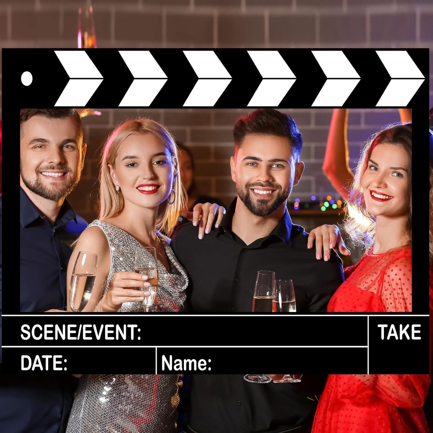 Large Movie Night Photo Booth Props, 25.59 x 15.75 Inch Movie Theme Party Decorations Photo Frame Film Clapper Board for Birthday Party Supplies