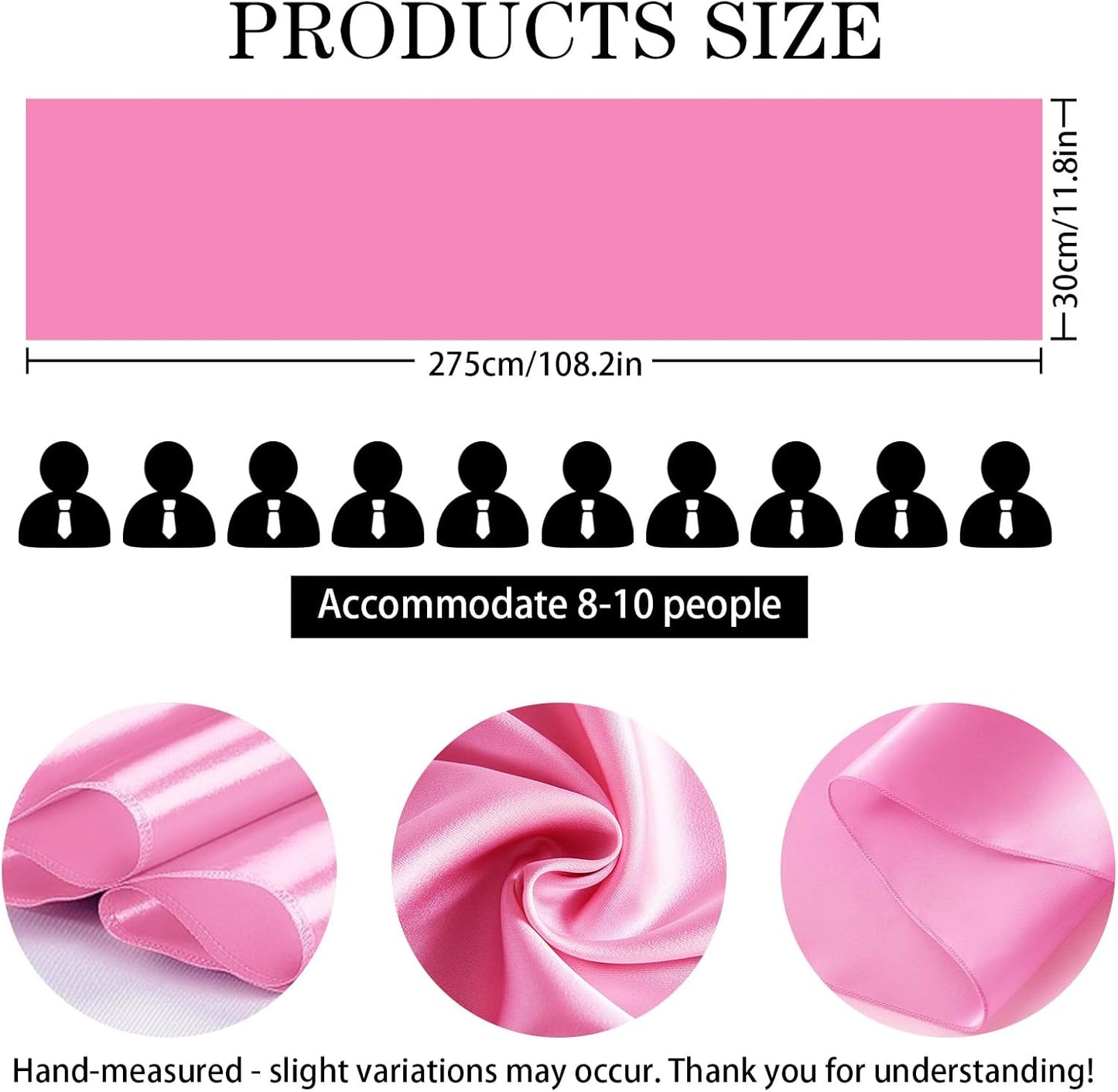 SHEJIZE 20 Pack Pink Satin Table Runner 12x108 Inches Long, Bright Silky Smooth Satin Table Runner Table Decor for Wedding Banquet Christmas Prom Event Birthday Party