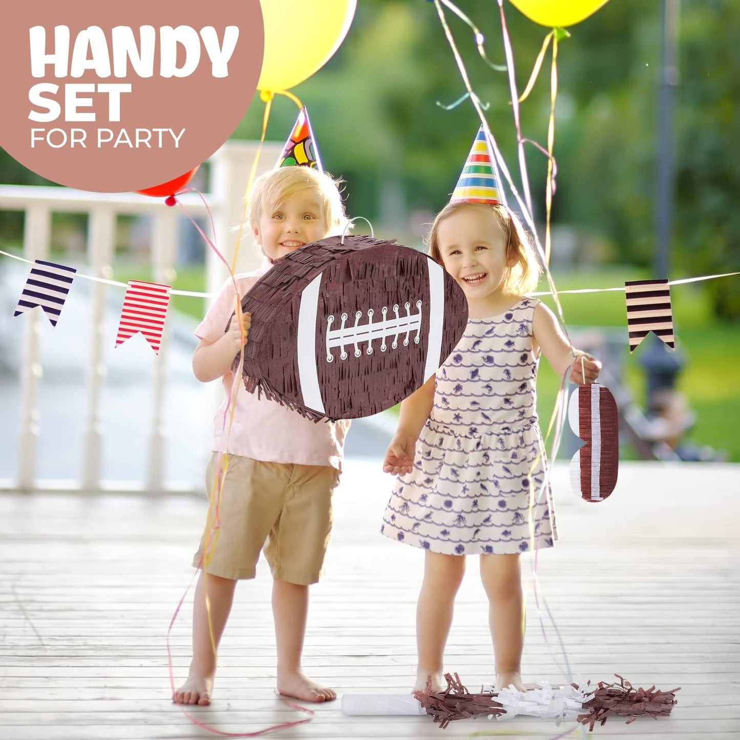 Football Pinata Bundle with a Blindfold and a Bat (16 x 10 x 4 Inches), Football Pinata for Boys, Perfect for Birthday Party, Sport Theme Party, Decoration