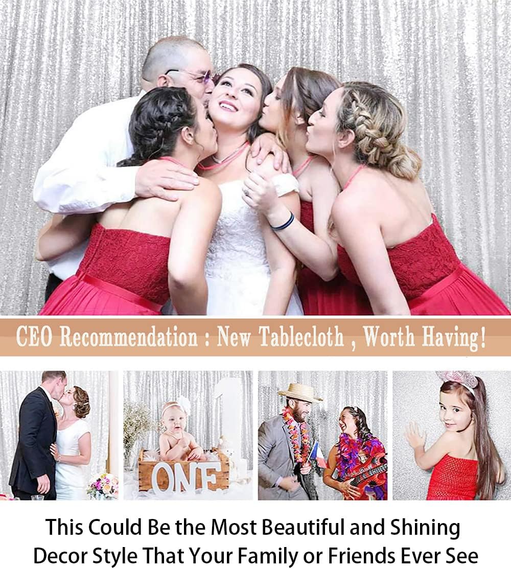 ShiDianYi Sequin Backdrop Silver 20X10FT Wedding Backdrop Photo Booth Glitter Curtain for Party Shimmer Photography Background Decoration