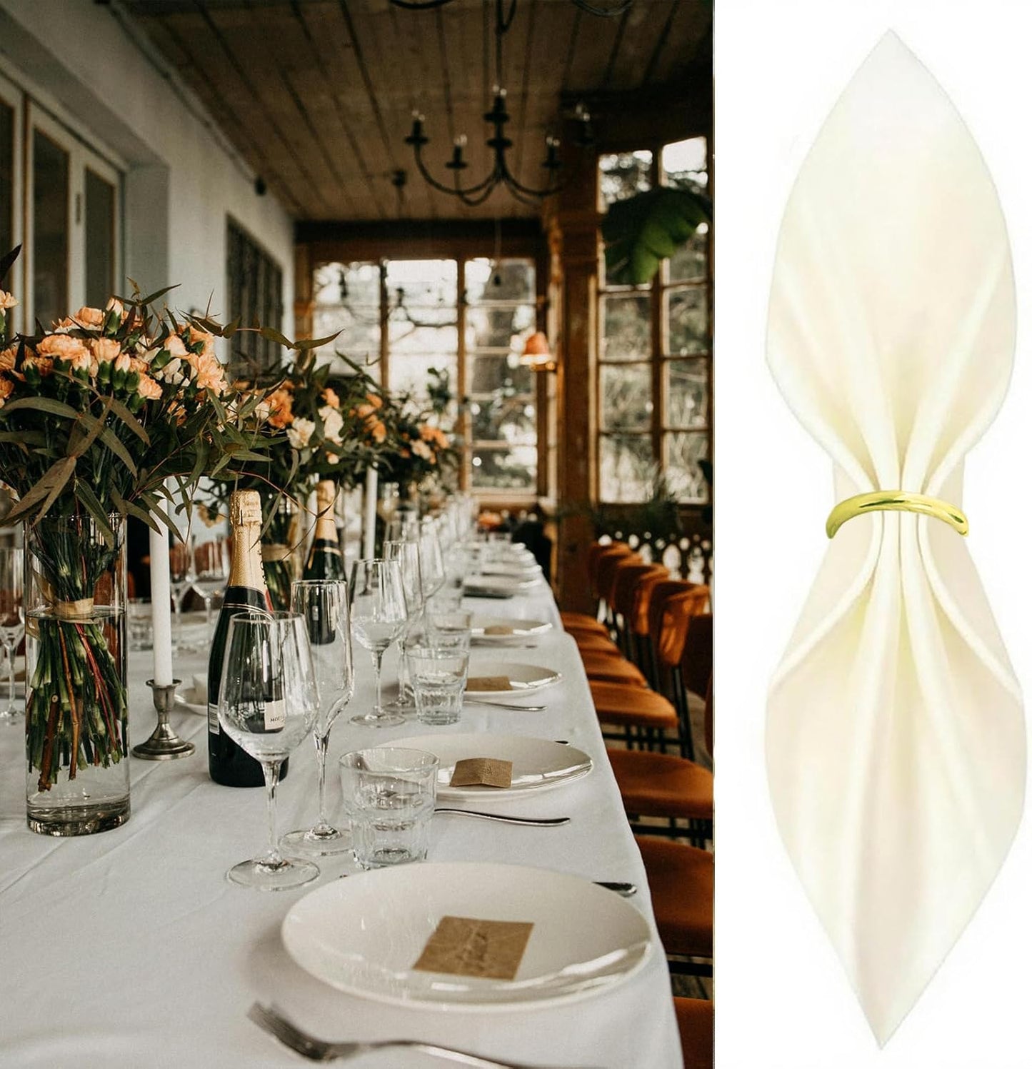 40 Pcs Gold Napkin Rings - Metal Napkin Ring(Round) Stainless Steel Napkin Rings for Table Settings Wedding Christmas Party Dinner Table