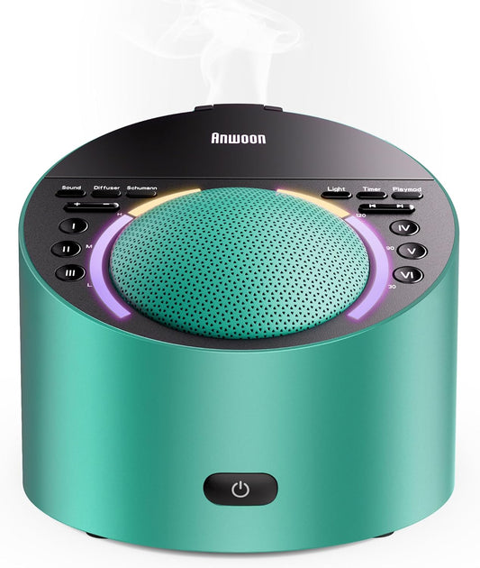 Sound Machine & Aroma Diffuser Pro 4-in-1 Sleep System, Premium Metal Shell with Schumann Resonance &Night Light, White Noise &50+ Natural Sounds -for Sleep, Focus, Relaxation -Adults Kids Baby