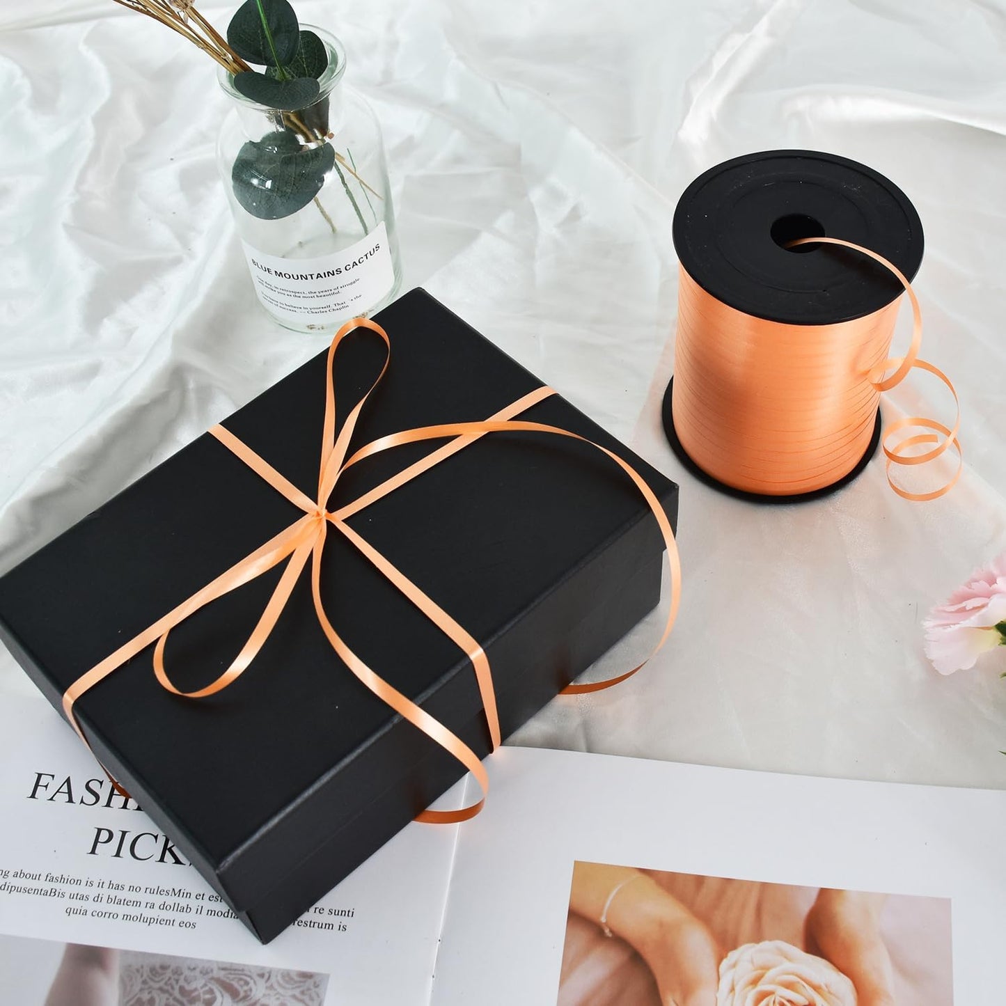 TONIFUL 500 Yards Curling Ribbon-Balloon Ribbon-Balloon String for Art&Craft Decor,Gift Wrapping,Ribbons and Bows for Christmas New Year Halloween Birthday Gifts Graduation Supplies (Orange)