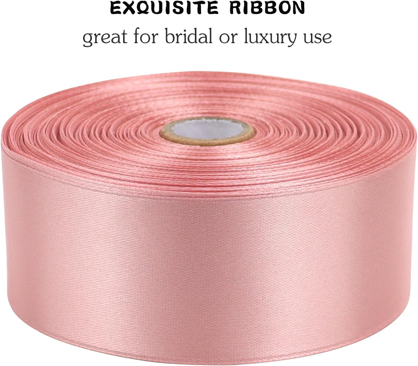 Rose Gold Solid Satin Ribbon 1-1/2 Inch 50 Yards Solid Polyester Fabric Ribbon for Gift Wrapping Wedding Christmas Baby Shower Birthday Party Decoration Handmade Immortal Flower Craft