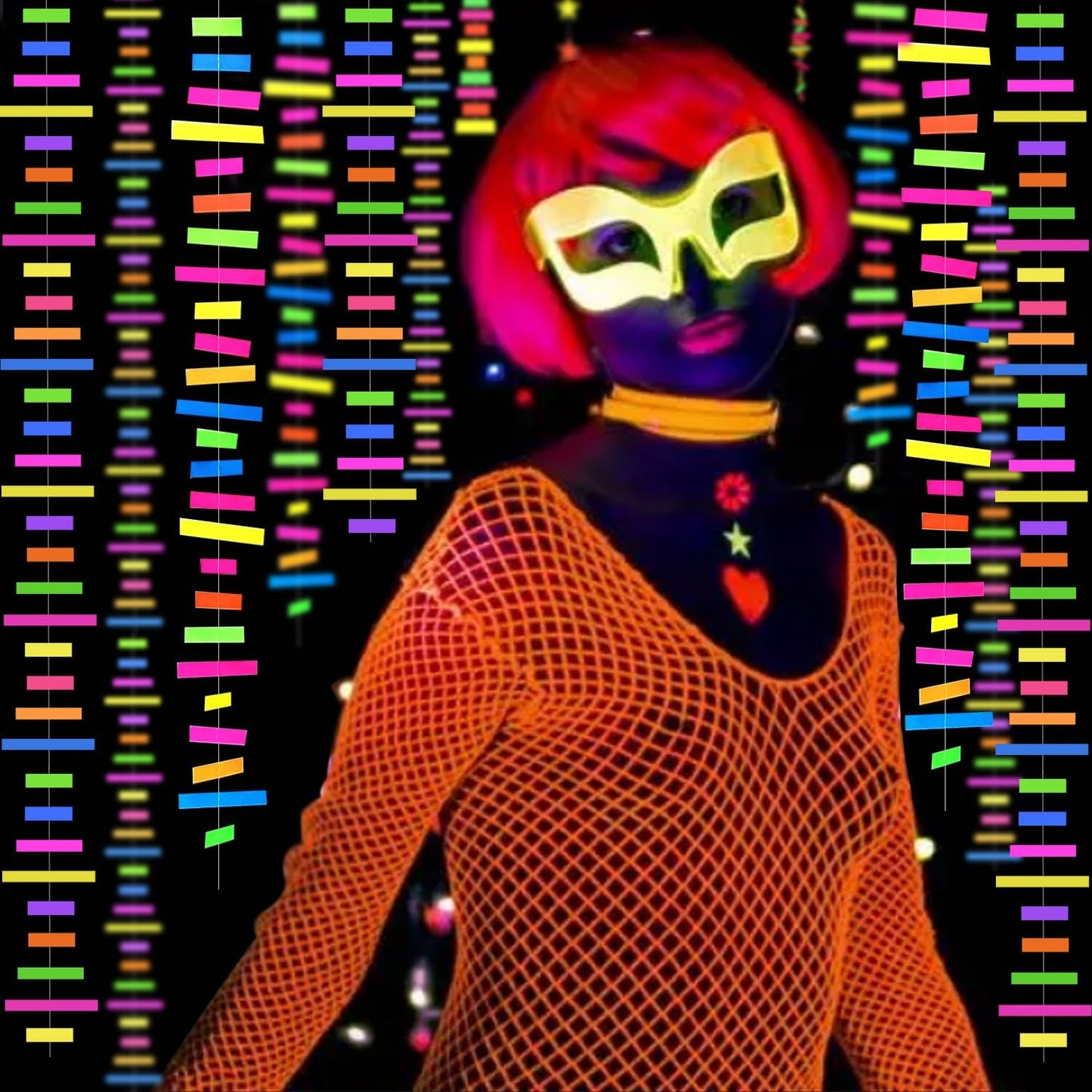 60feet UV Neon Paper Garland Stripe Neon Streamers Black Light Neon DecorationsGlow Party UV Reactive Neon Party Favors Glow in The Dark Party Supplies and Decorations for Wedding Birthday Banners