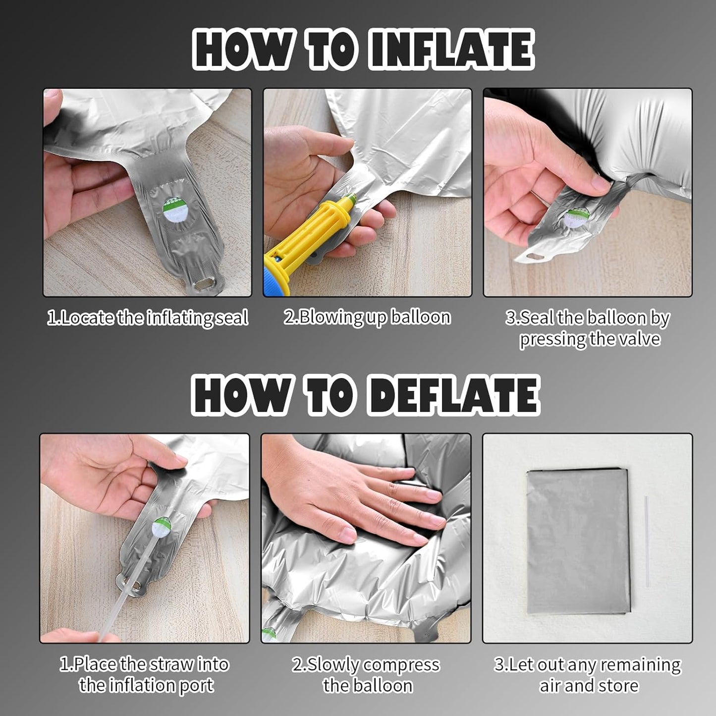 Black and Silver Star Balloons, 22in Large Star Balloons Foil 10in 4-Pointed & Pentagram Balloon for New Year Graduation Wedding Engagement Birthday Party Decorations