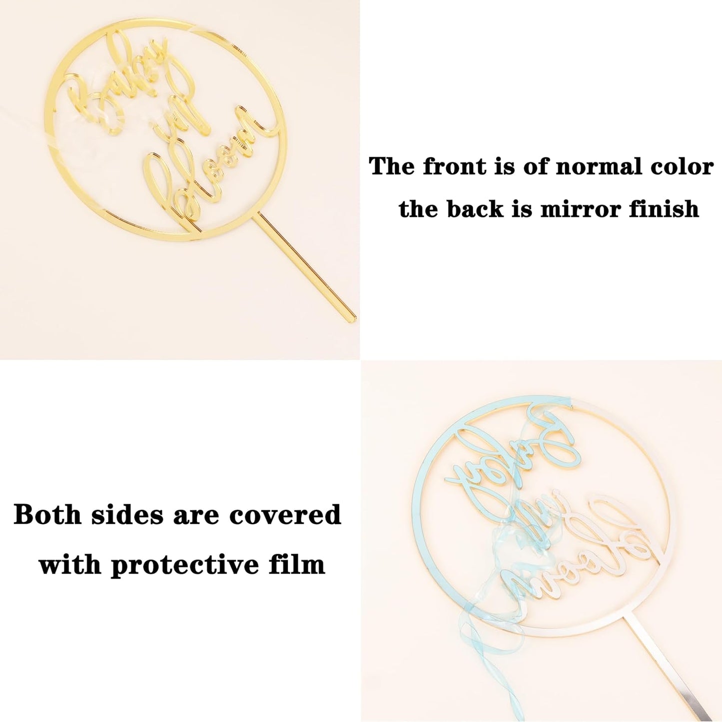 Mr and Mrs Cake Topper - Glitter Silver Acrylic Wedding Cake Decorations, Bride and Groom Cake Pick (Silver)