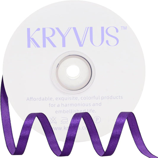 Purple Satin Ribbon 1/4 inch X Continuous 50 Yards, Single Face Polyester Ribbon Perfect for Gift Wrapping, Flower Bouquet, Wedding Decor, Crafts, Bow Making, Sewing and More