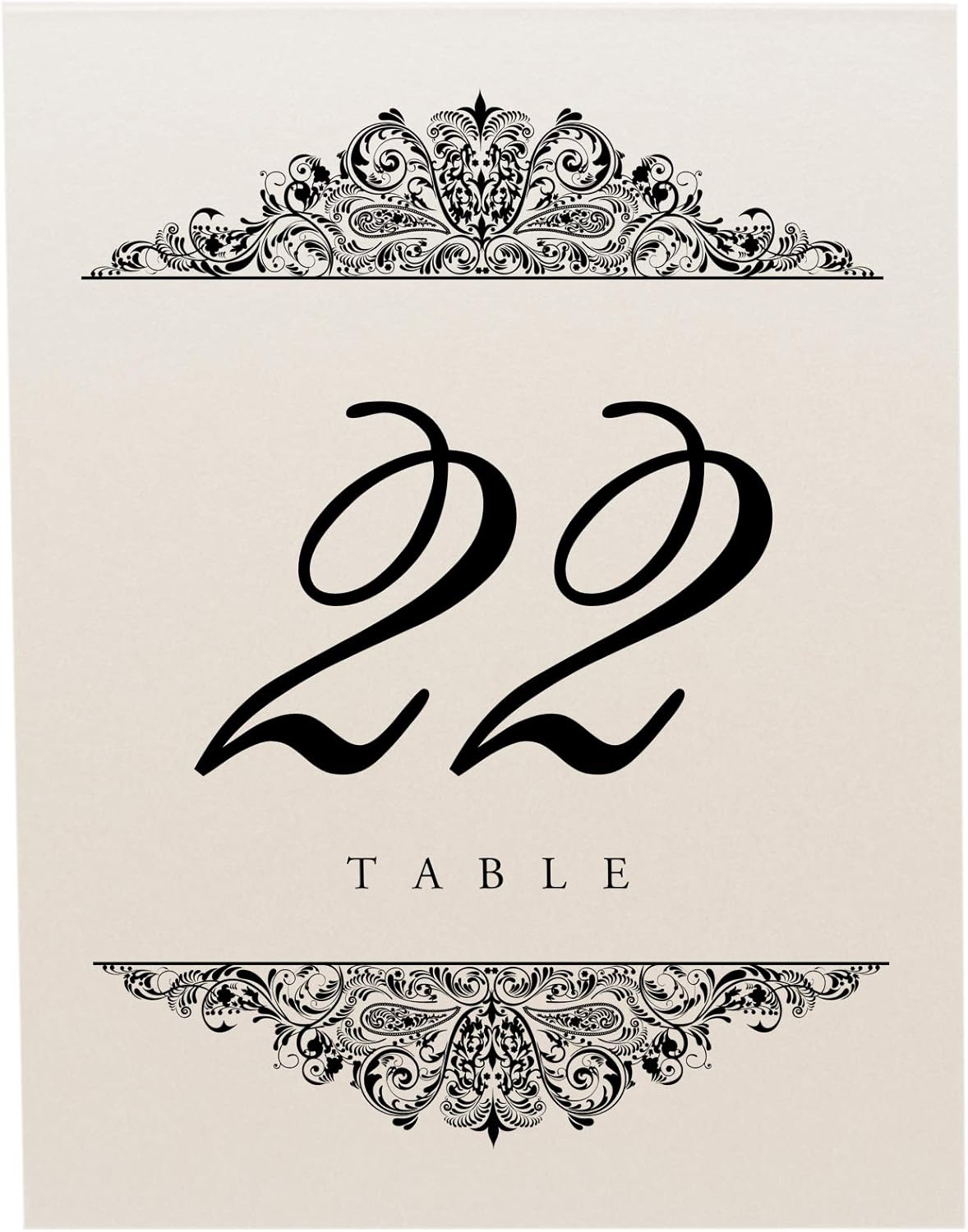 Paisley Wedding Table Numbers (Select Color/Quantity), Champagne, Black, 1-65, Double Sided, Tent or Use in a Stand, Great for Parties & Restaurants - Made in the USA