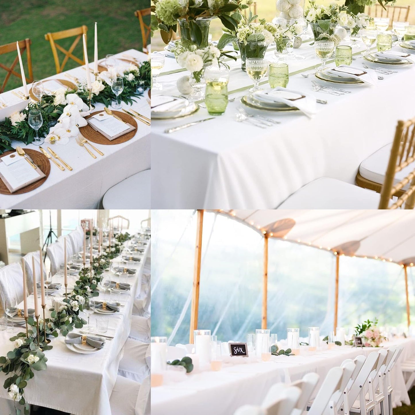 12 Pack White Table Cloth Rectangle Table 60 x 102 Inch Tablecloths for 6 Foot Rectangle Tables. Stain and Winkle Resistant Polyester Washable White Cloths for Parties