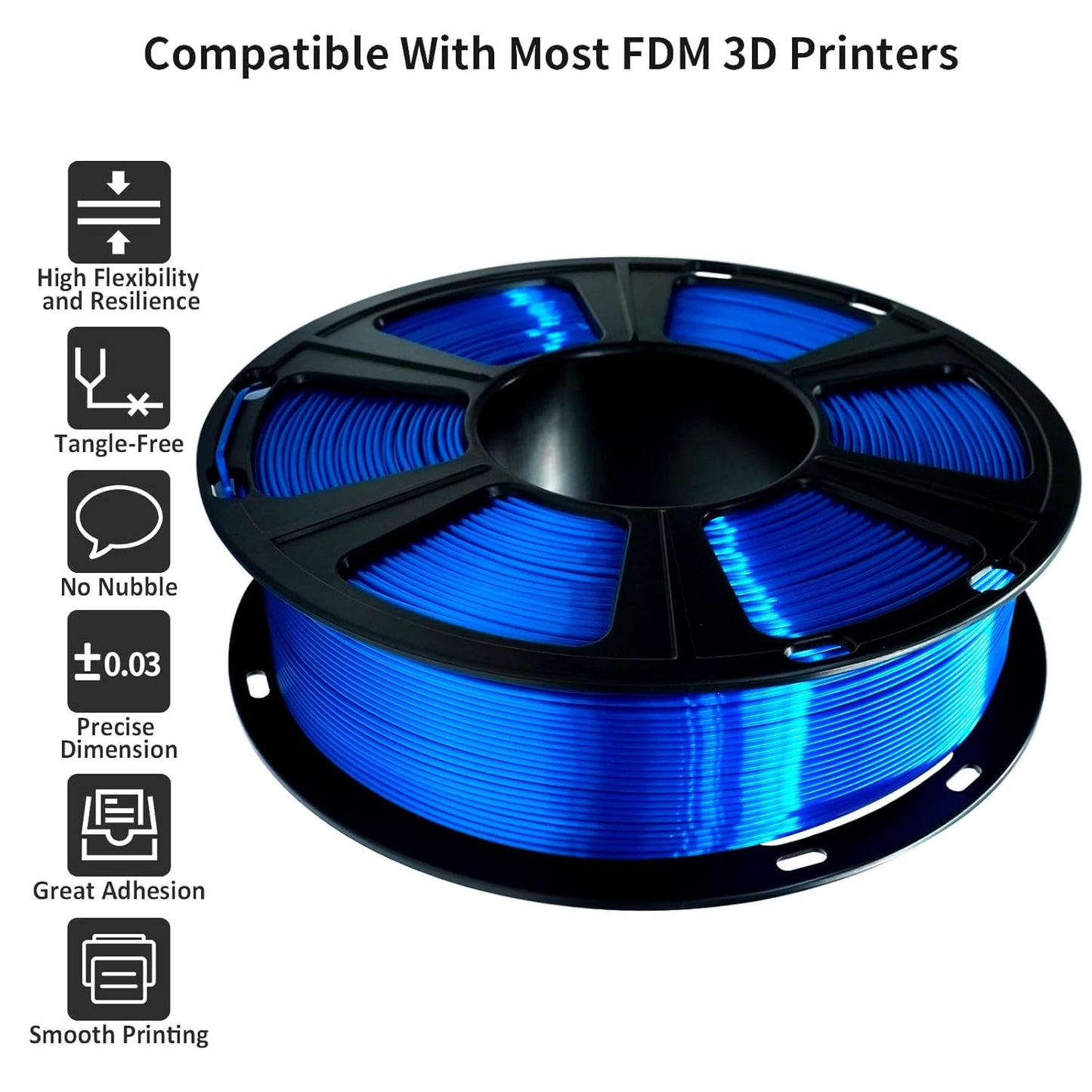 GIANTARM 3D Printer Filament, Silk Royal Blue Pla Filament, 1Kg(2.2lbs) Spool, 1.75mm Dimension Accuracy +/- 0.03mm, 3D Printing Filament