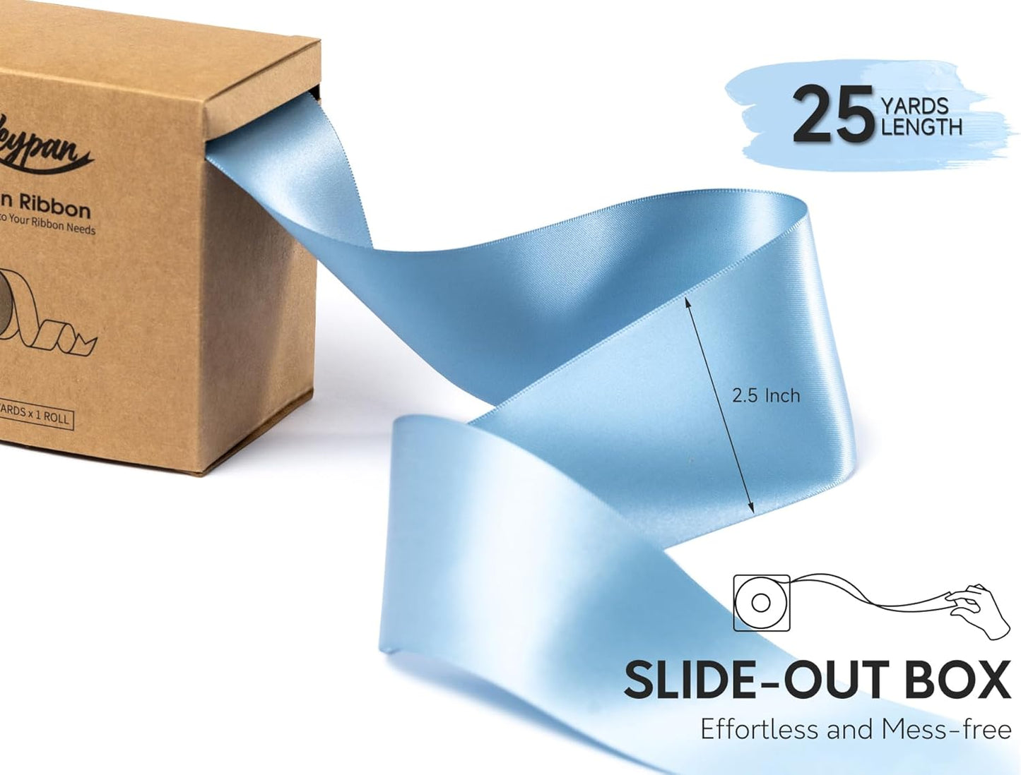 French Blue Satin Ribbon 2.5 Inch Double-Faced Ribbons 25 Yards for Gift Wrapping Flower Bouquet Wedding Paper Bows Invitations Crafts