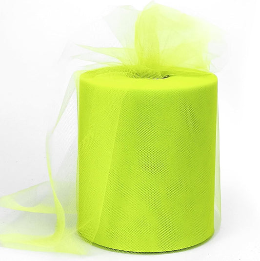 6" x 200 Yards Lime Green Tulle Fabric Rolls, Green Spool Tulle Ribbon for DIY Tutu Skirt Wedding Decoration Baby Shower Birthday Party Backdrop Gift Wrapping Bow Craft Supplies
