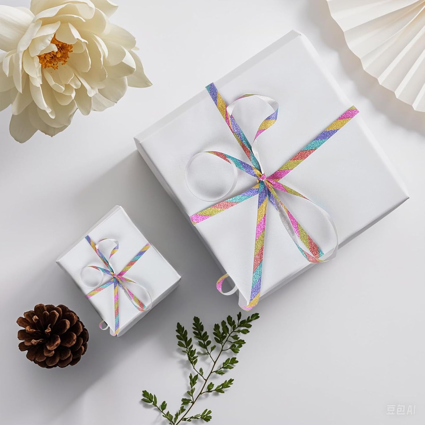 500 Yard Curling Ribbon, Rainbow Glitter Curly Ribbons for Gift Wrapping, Balloon String Ribbon, Thin Gift Wrap Ribbon for Valentine's Day Wedding Birthday Party Christmas Decorations