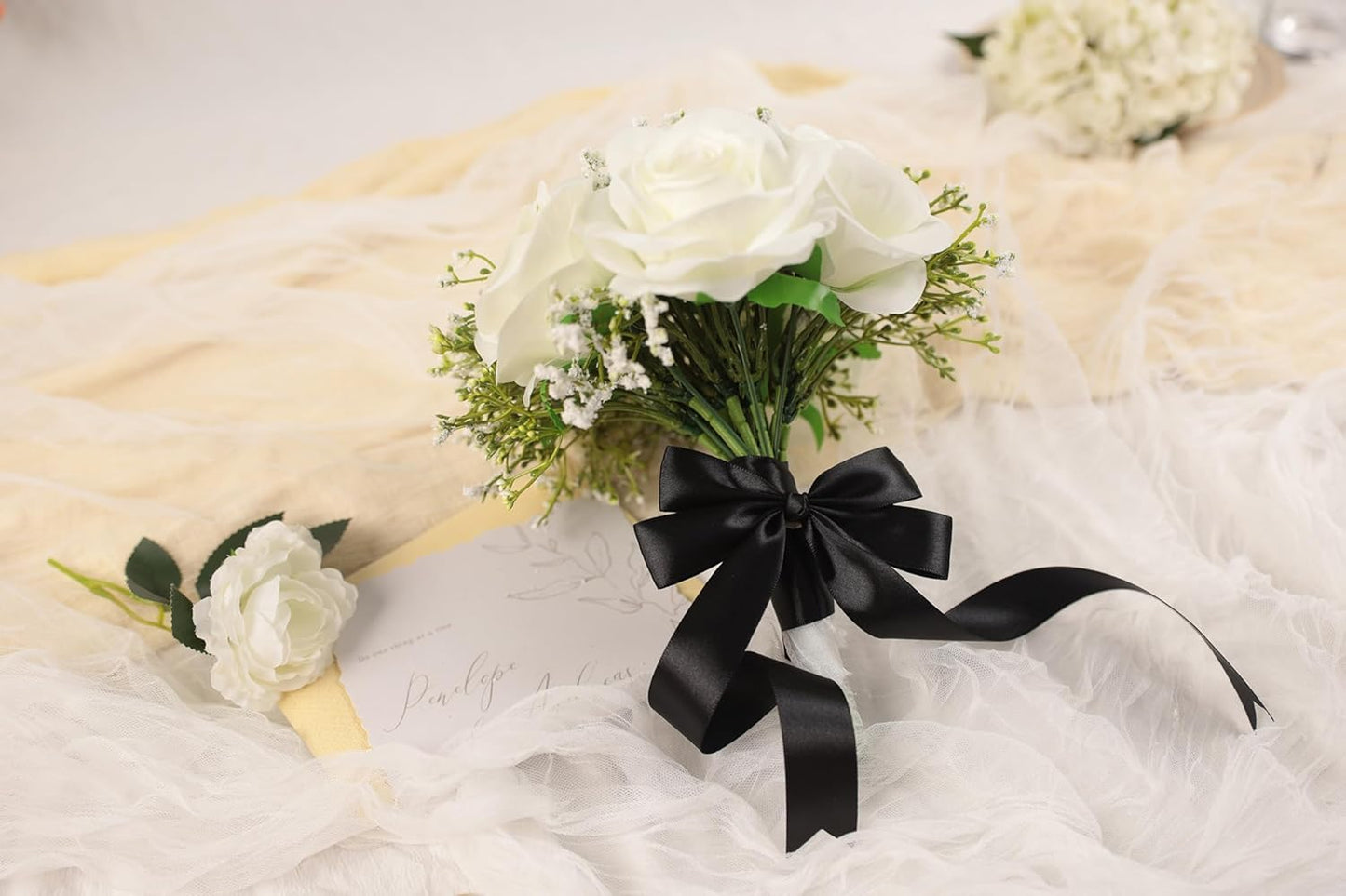 Black Satin Ribbon 1 inch X Continuous 50 Yards, Single Face Polyester Ribbon Perfect for Gift Wrapping, Flower Bouquet, Wedding Decor, Crafts, Bow Making, Sewing and More